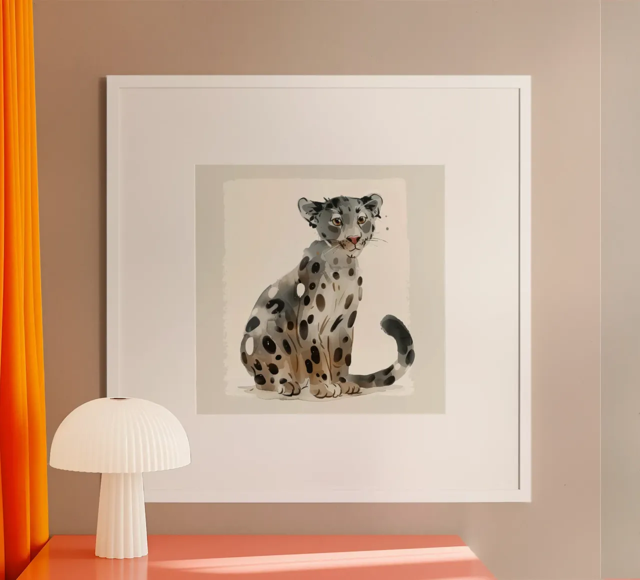 Adorable Clouded Leopard Illustration - Soft Aquarell Kunst Poster von DesignDoodle