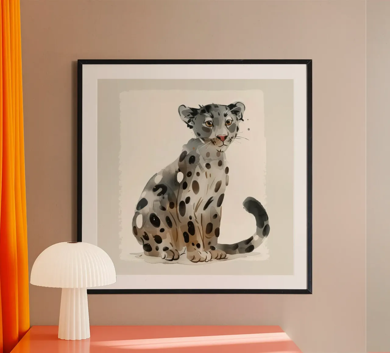 Adorable Clouded Leopard Illustration - Soft Aquarell Kunst Poster von DesignDoodle