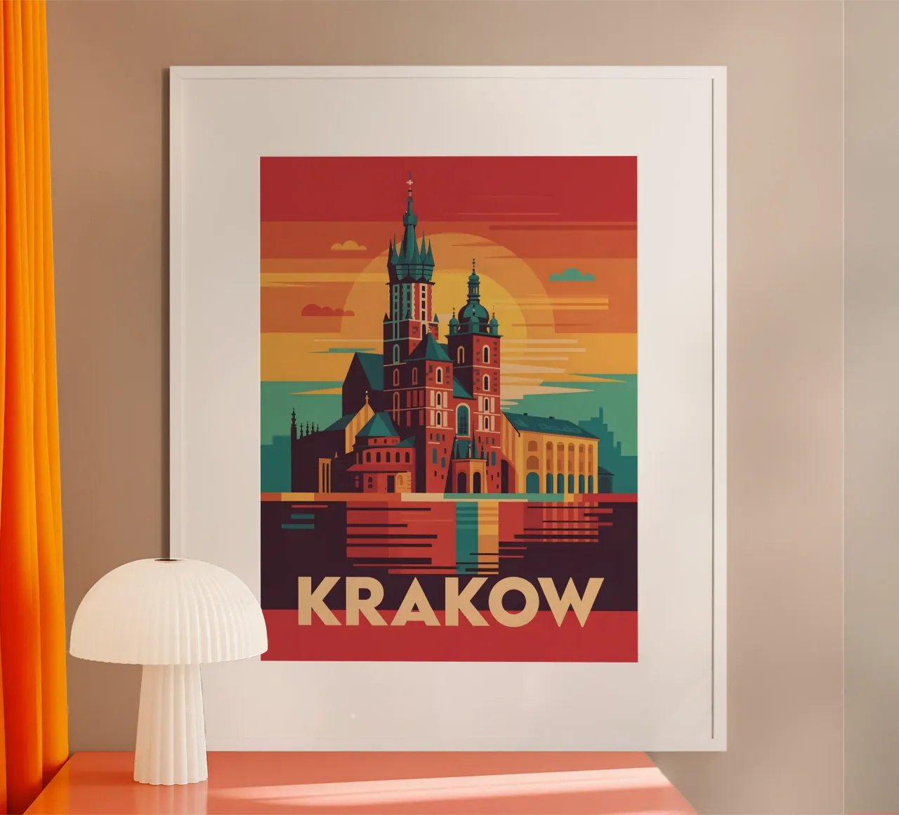 Poster di viaggio vintage di Cracovia poster con telaio in alluminio da Vintage Travel Art