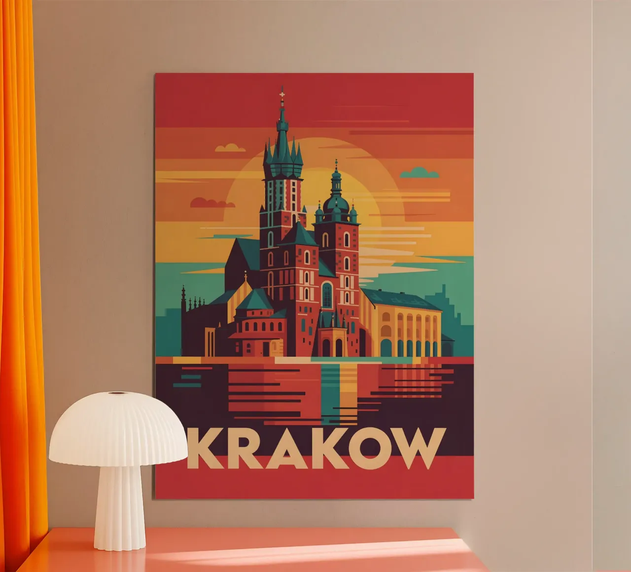 Poster di viaggio vintage di Cracovia poster con telaio in alluminio da Vintage Travel Art