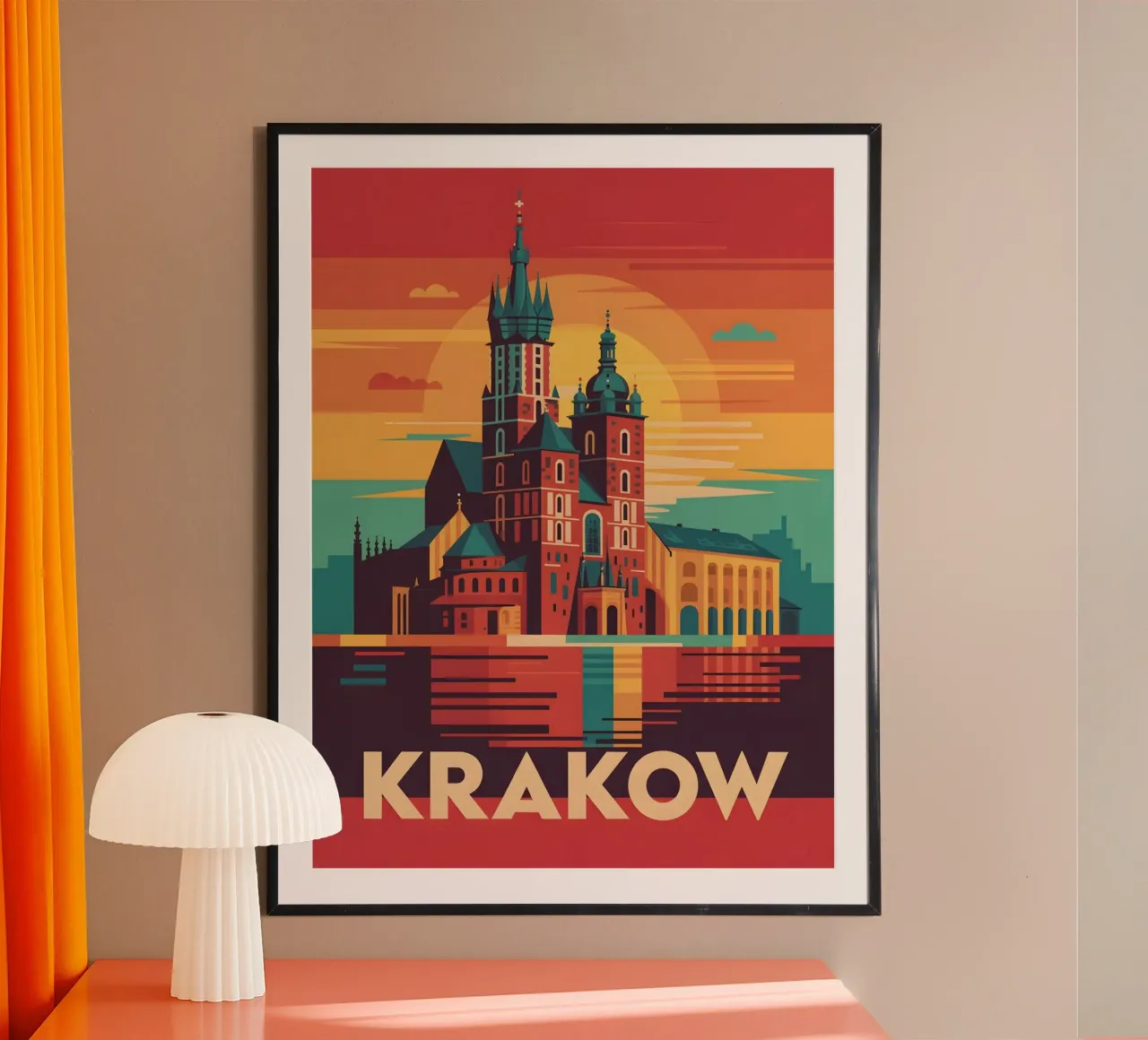 Poster di viaggio vintage di Cracovia poster con telaio in alluminio da Vintage Travel Art