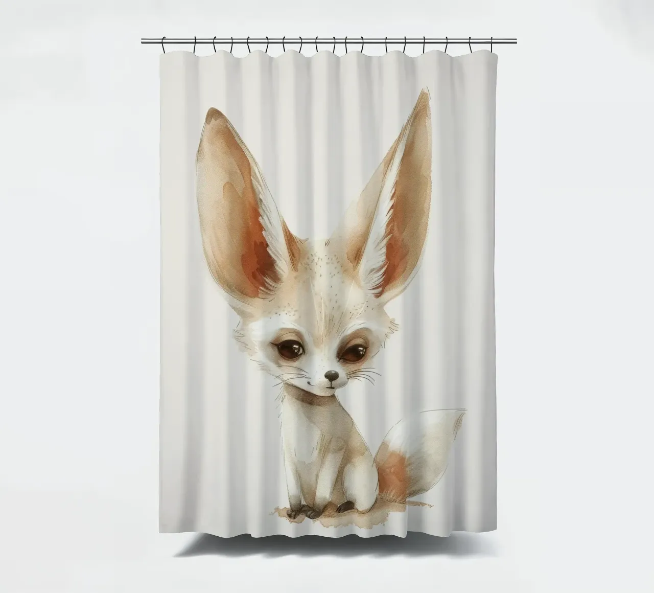 Niedlicher Fennec-Fuchs - ein skurriler Wüstenbegleiter Duschvorhang von DesignDoodle