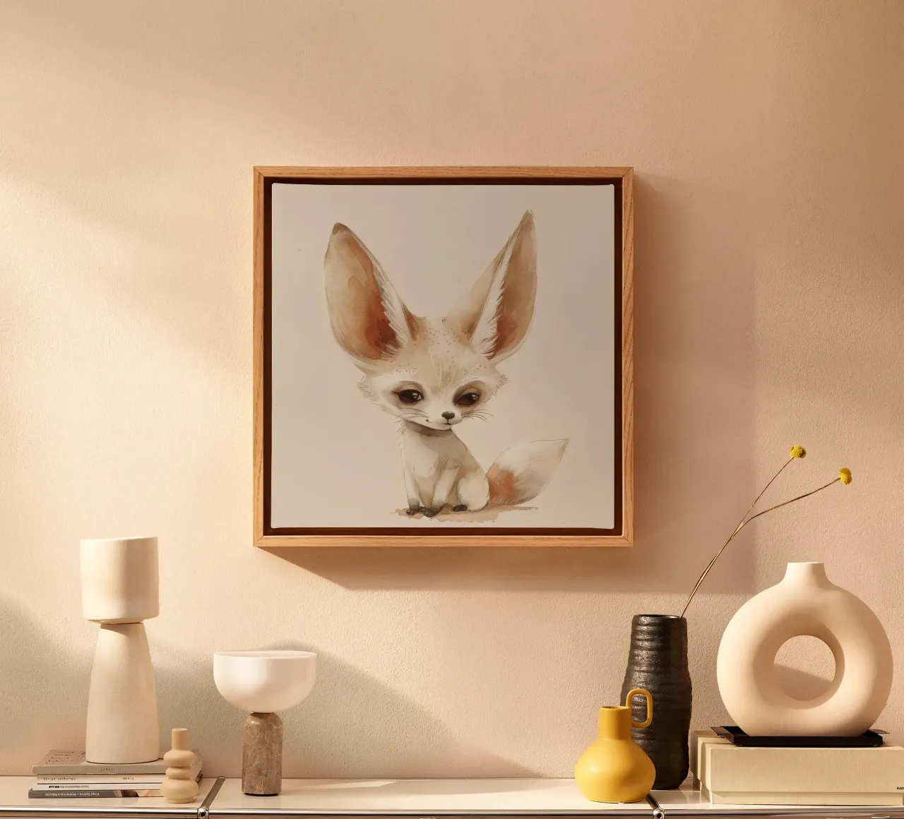 La simpatica volpe di Fennec - un'estrosa compagna del deserto tela con Cornice a cassetta da DesignDoodle