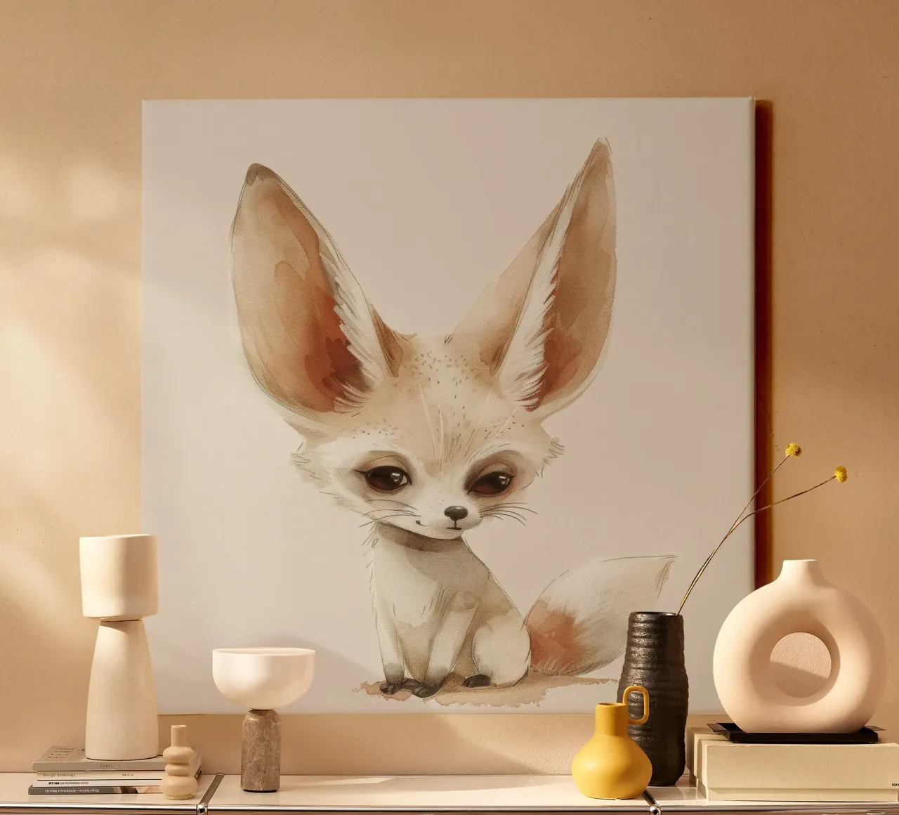 La simpatica volpe di Fennec - un'estrosa compagna del deserto tela con Cornice a cassetta da DesignDoodle