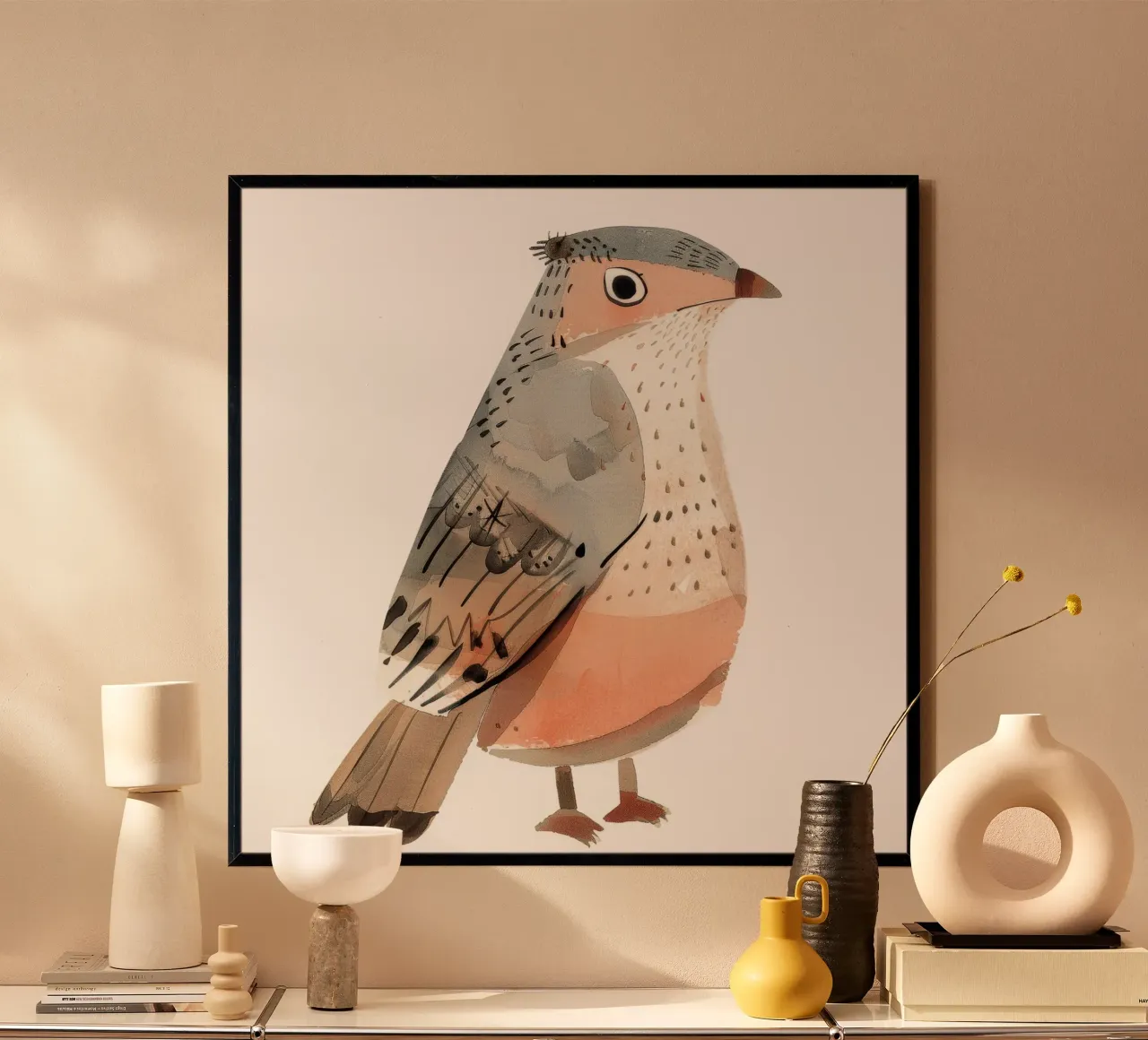 Falco affascinante - Bellezza maestosa in tinte tenui poster con telaio in alluminio da DesignDoodle
