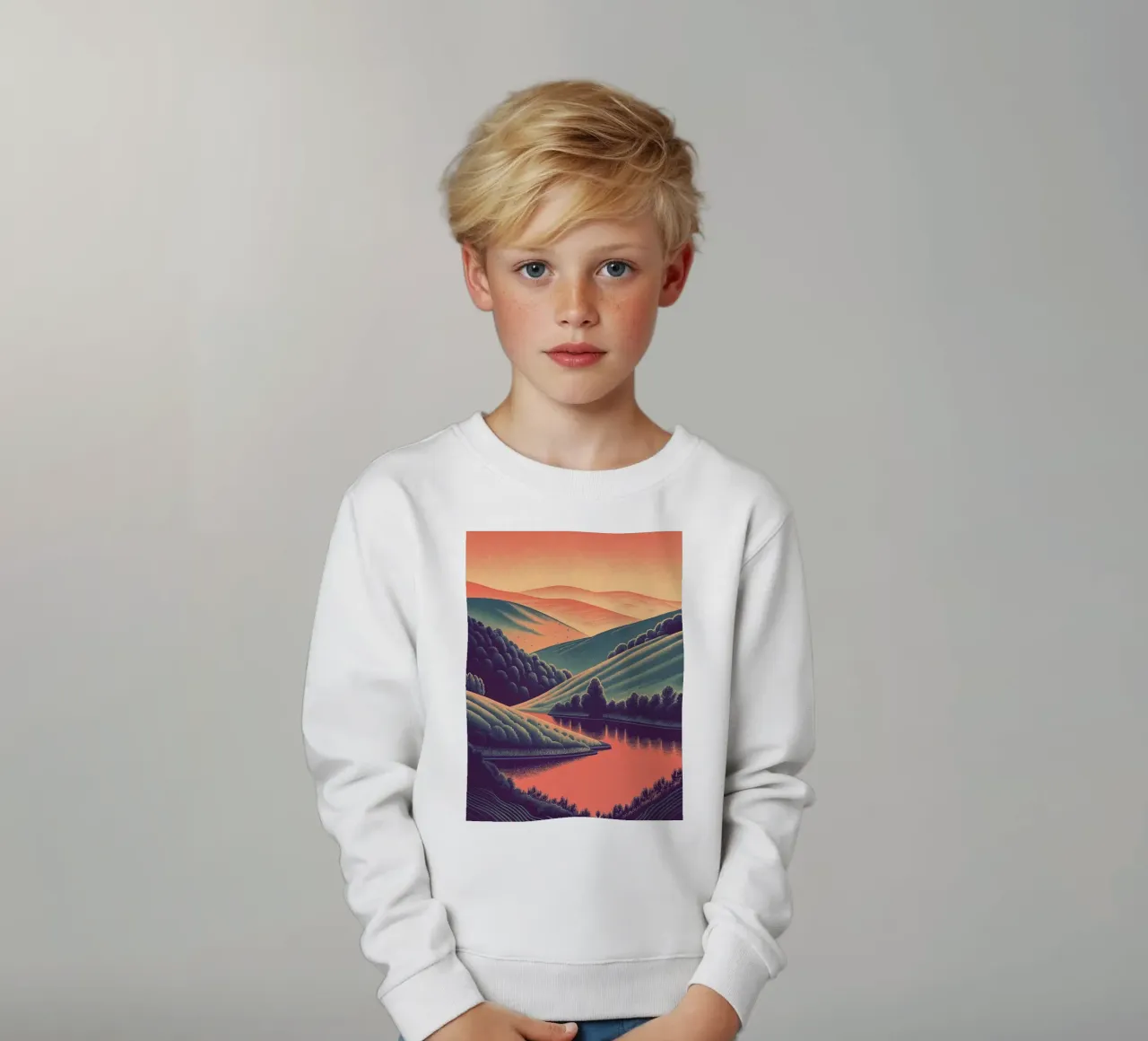 Un paesaggio minimalista di colline ondulate felpa bambino da Artistic-shop