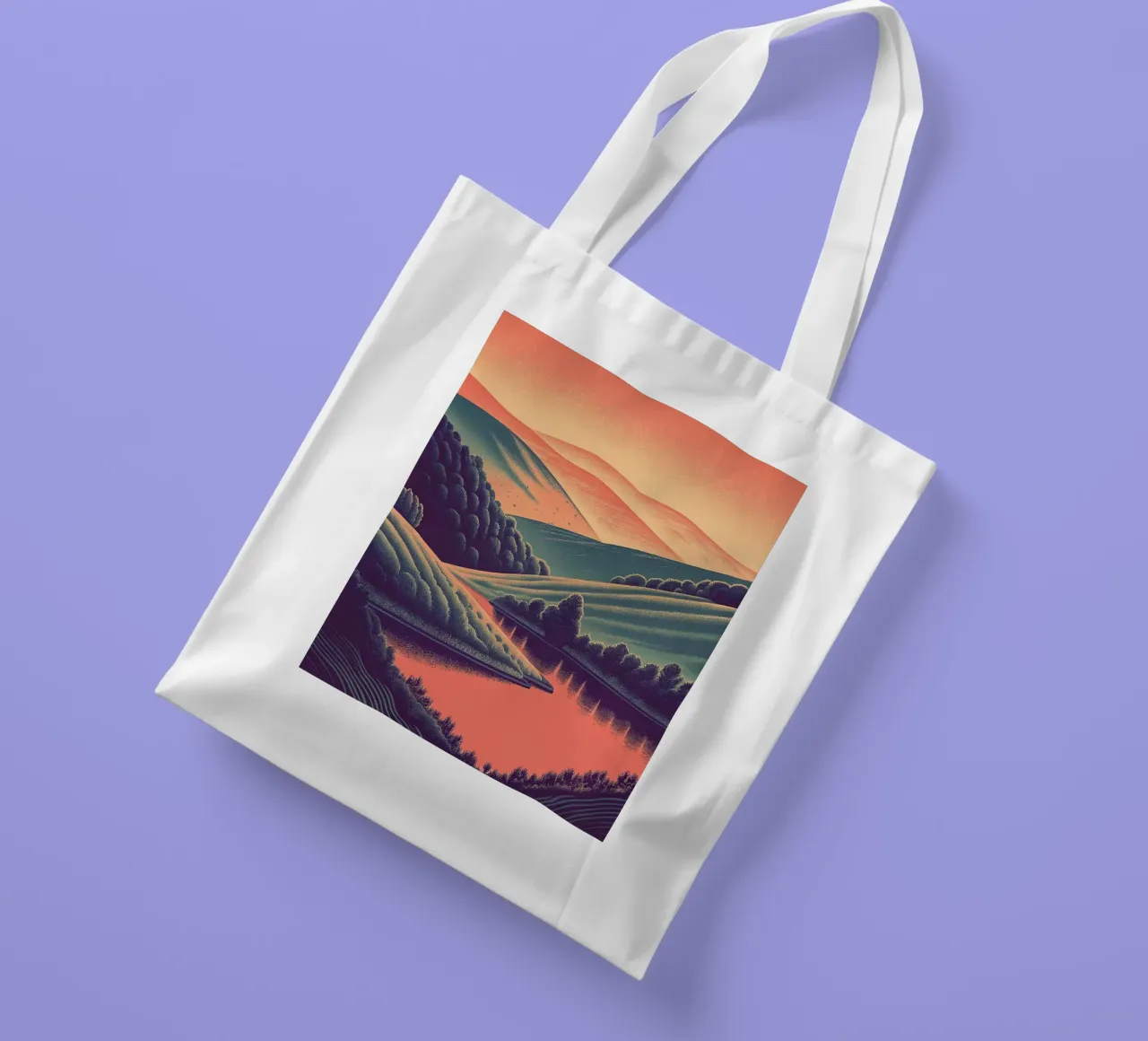 Un paesaggio minimalista di colline ondulate borsa in juta da Artistic-shop
