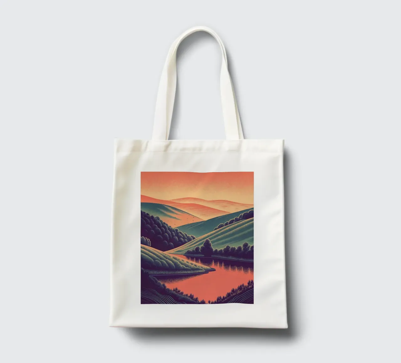 Un paesaggio minimalista di colline ondulate borsa in juta da Artistic-shop