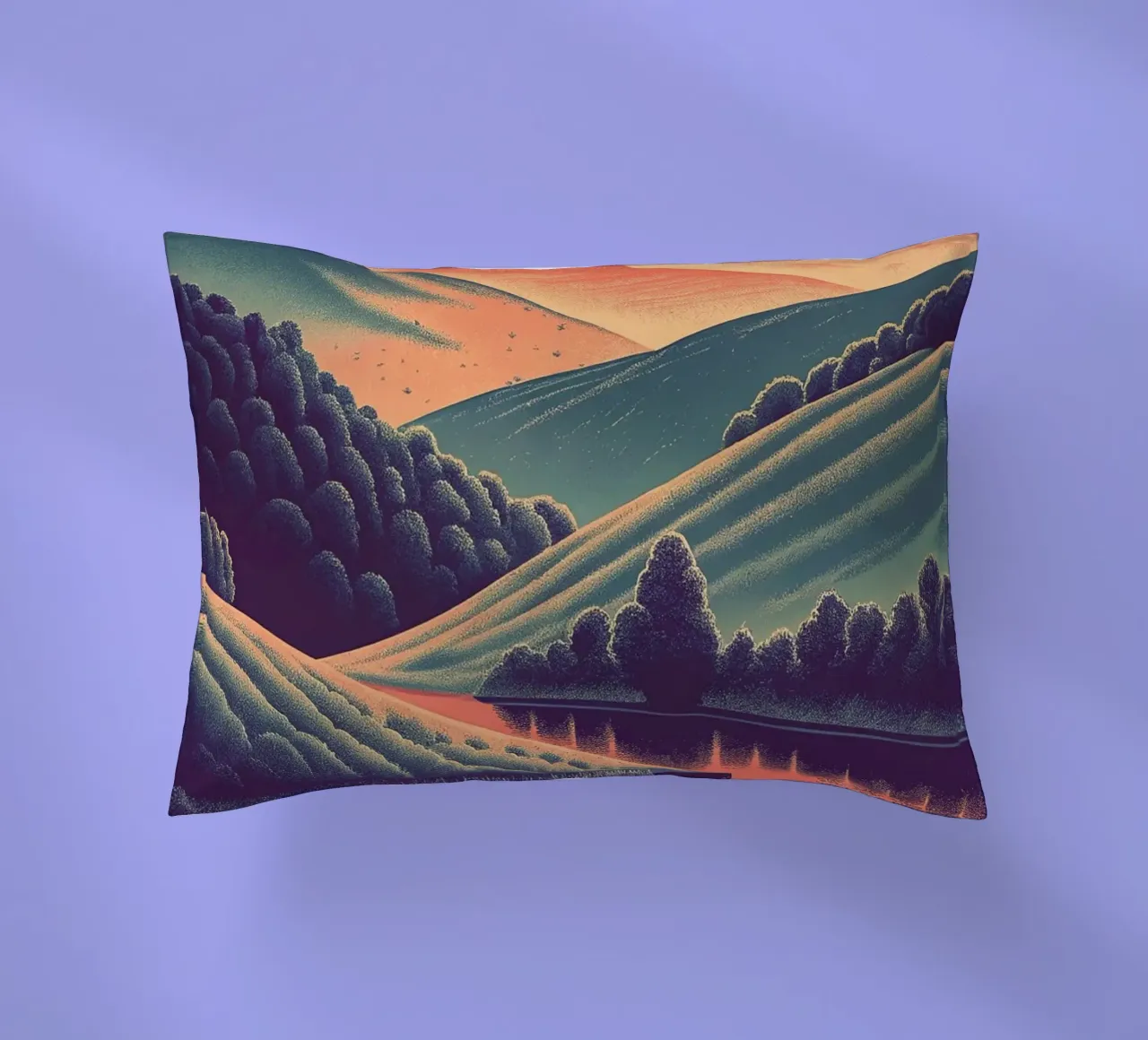 Un paesaggio minimalista di colline ondulate cuscino da Artistic-shop
