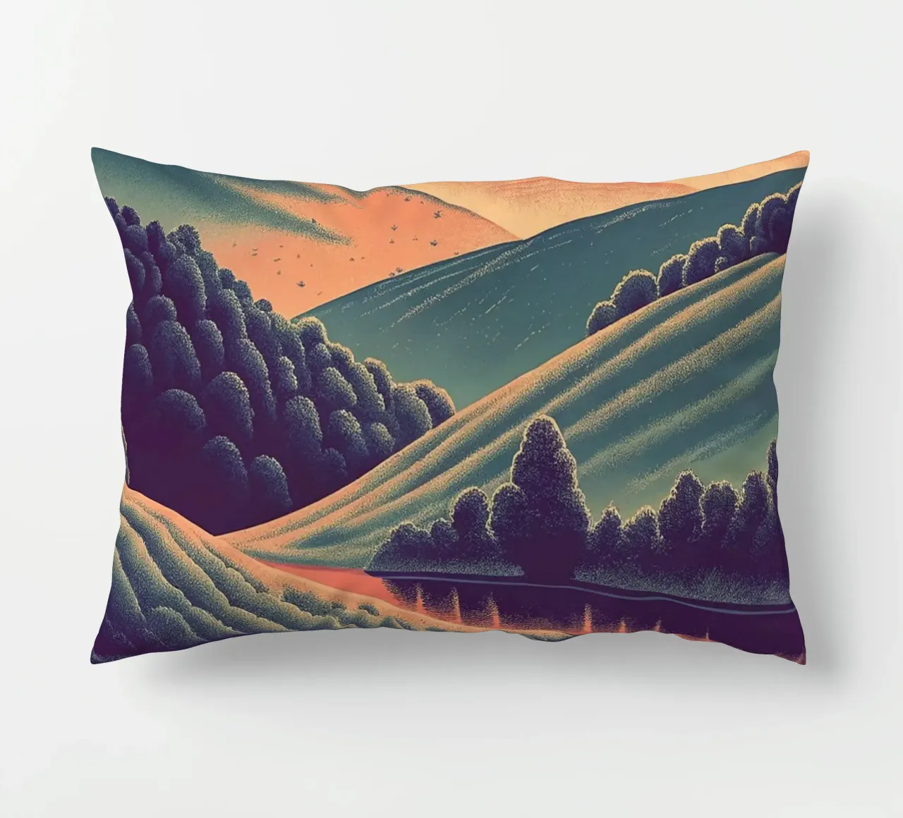 Un paesaggio minimalista di colline ondulate cuscino da Artistic-shop
