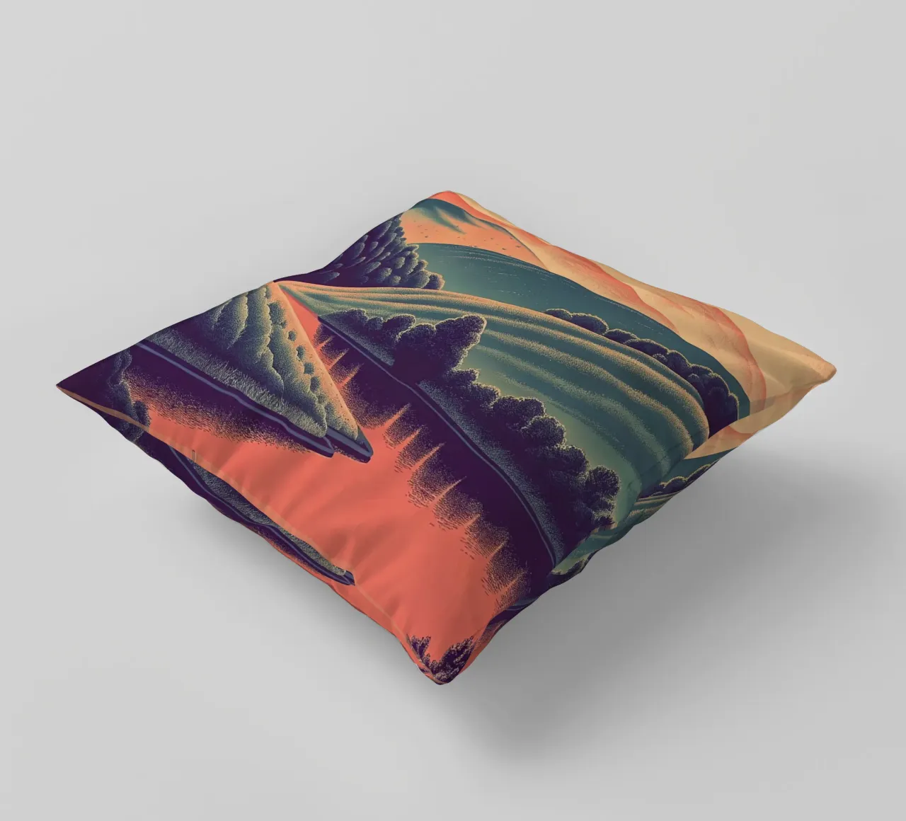 Un paesaggio minimalista di colline ondulate cuscino da Artistic-shop