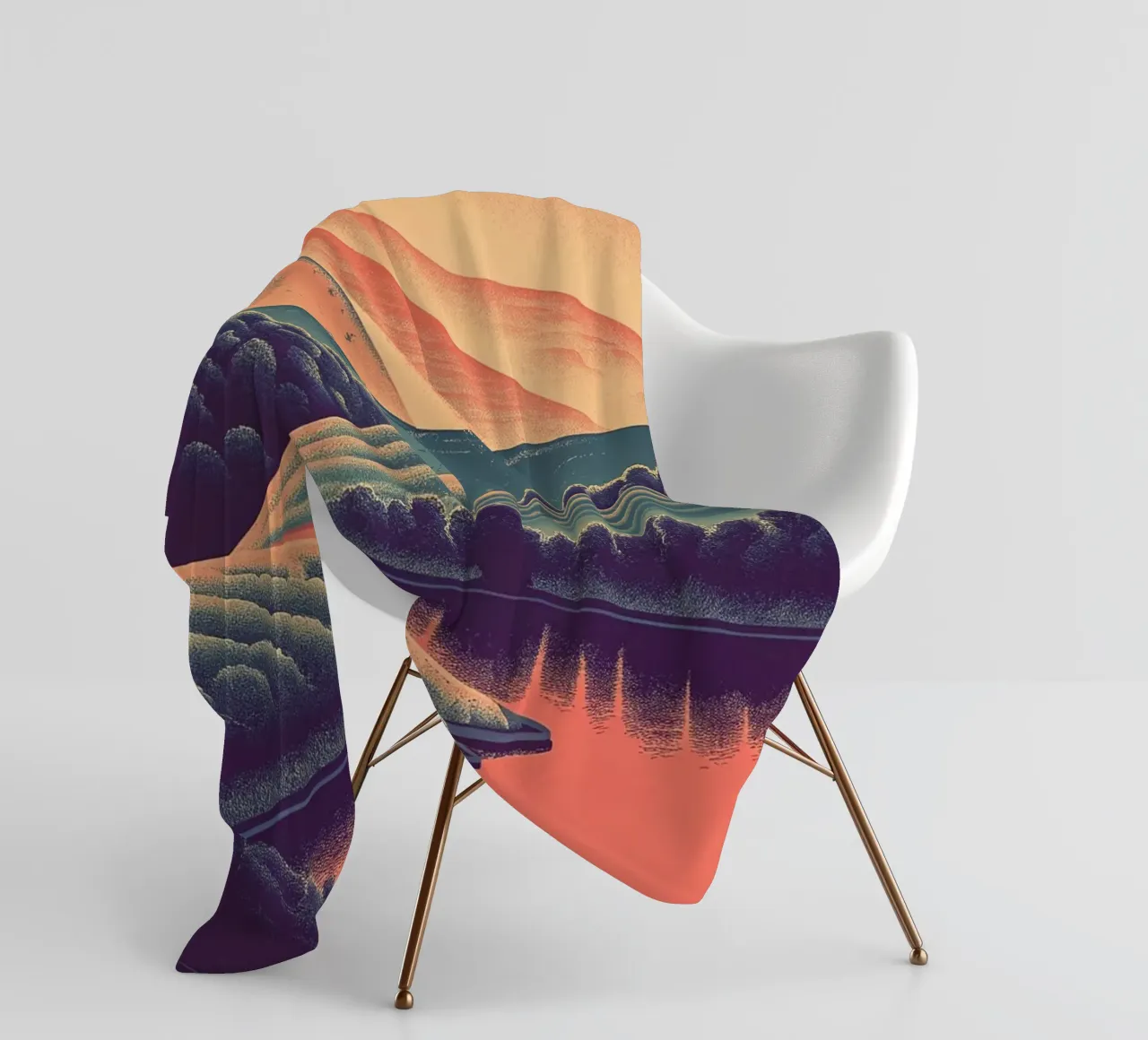 Un paesaggio minimalista di colline ondulate coperta in pile da Artistic-shop