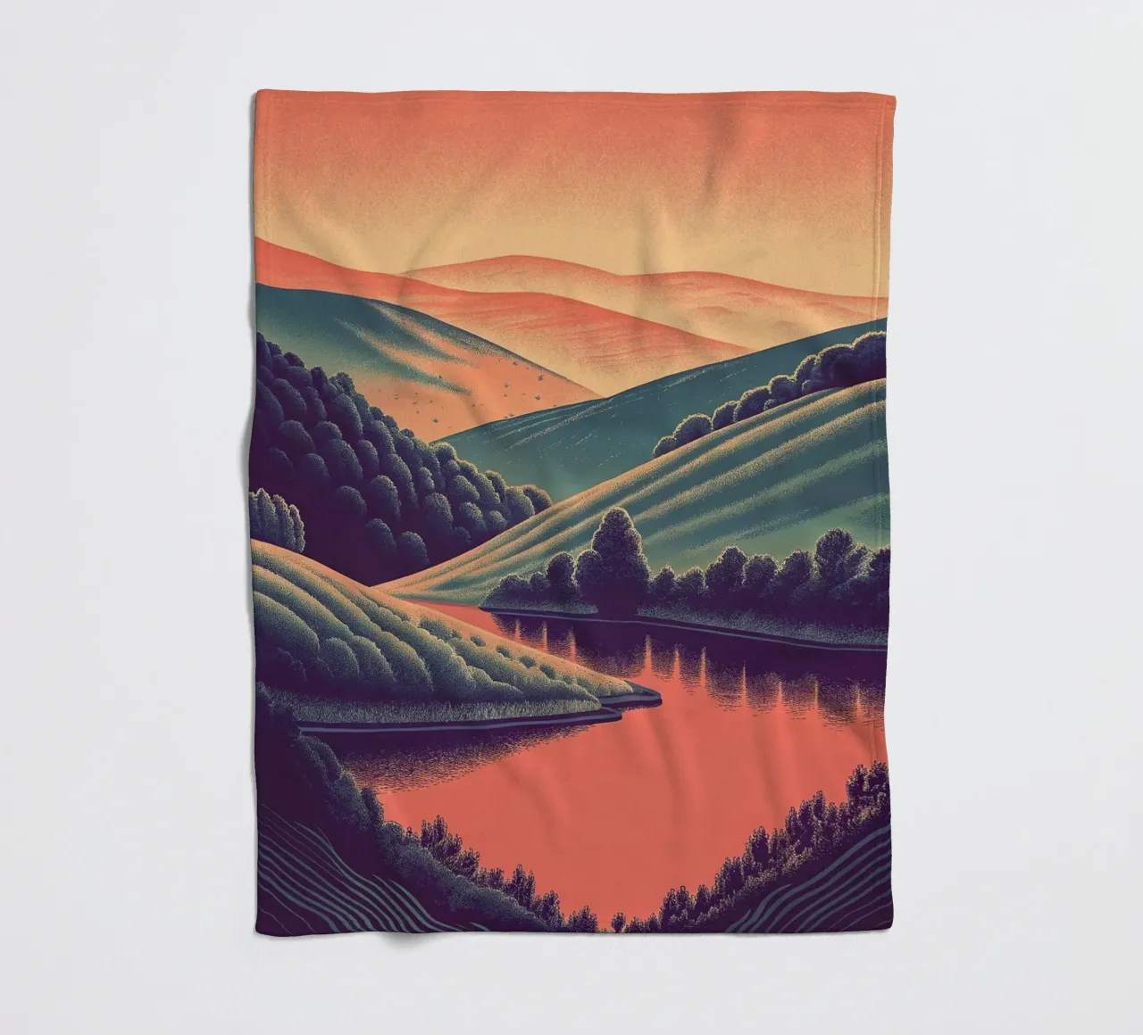Un paesaggio minimalista di colline ondulate coperta in pile da Artistic-shop