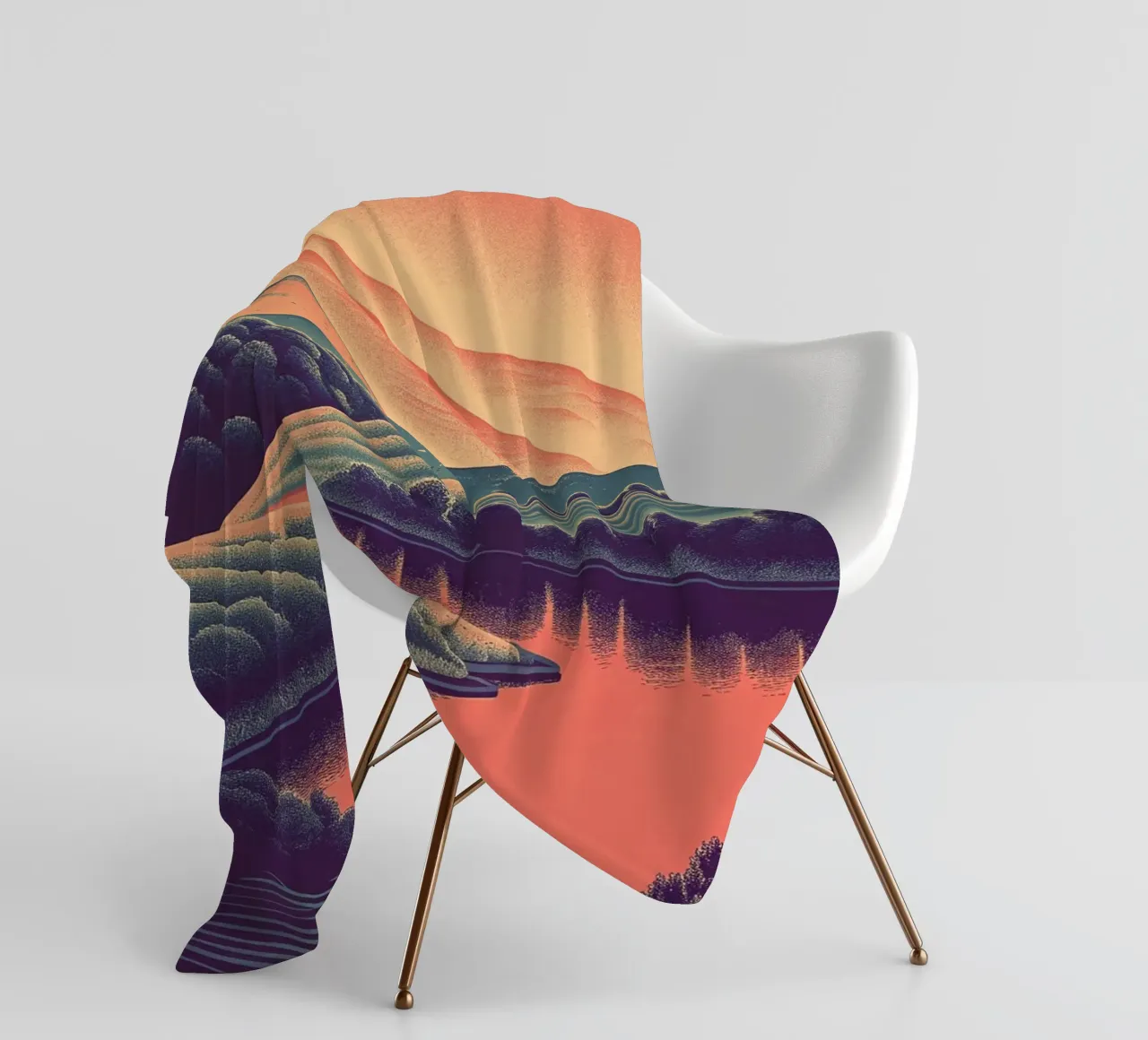 Un paesaggio minimalista di colline ondulate coperta in pile da Artistic-shop