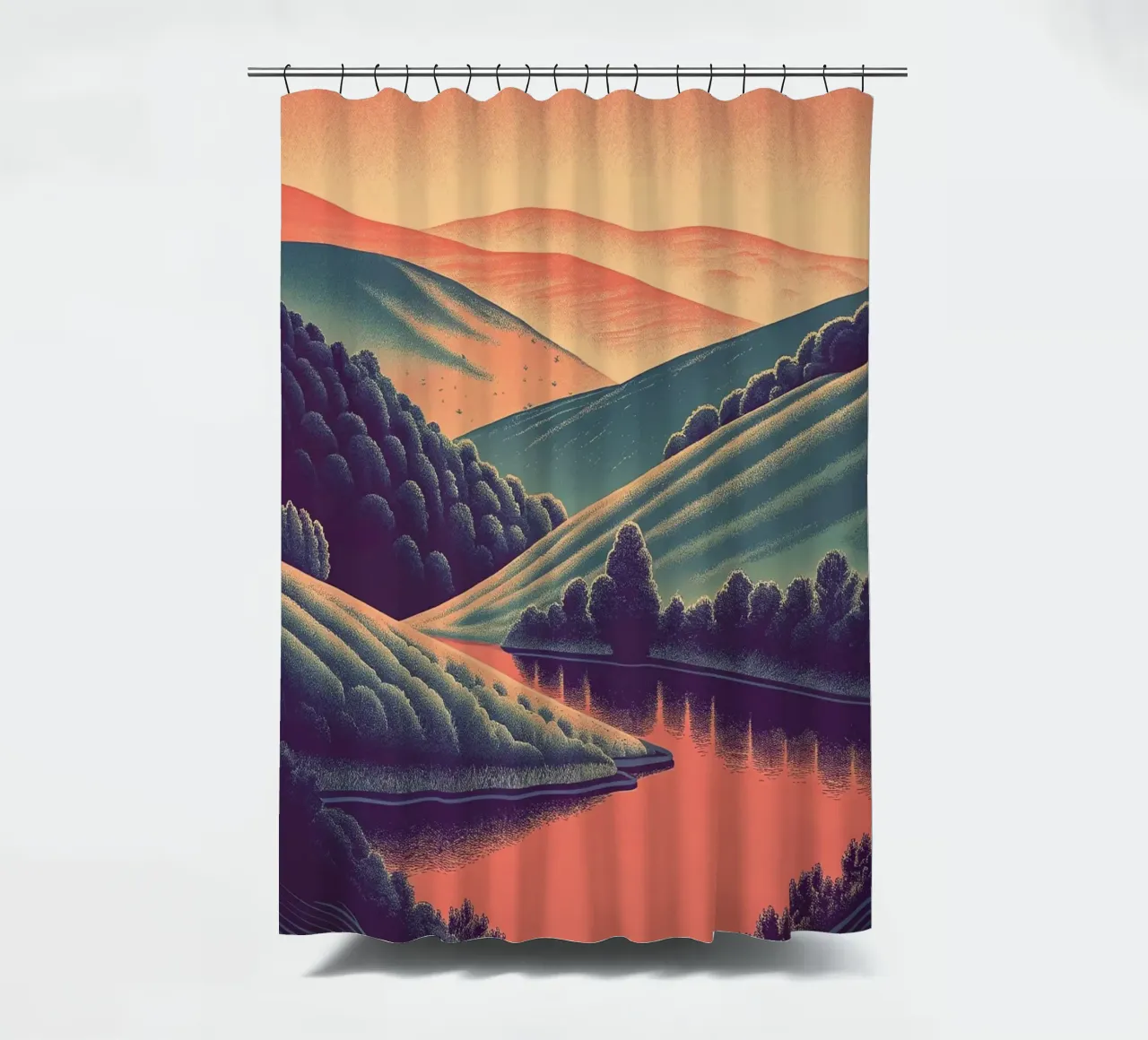 Un paesaggio minimalista di colline ondulate tenda da doccia da Artistic-shop