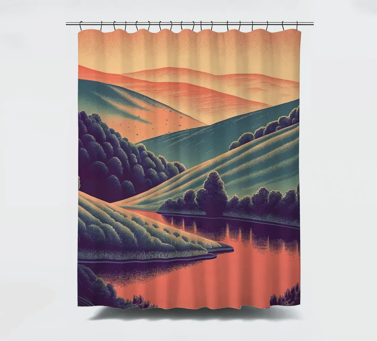 Un paesaggio minimalista di colline ondulate tenda da doccia da Artistic-shop