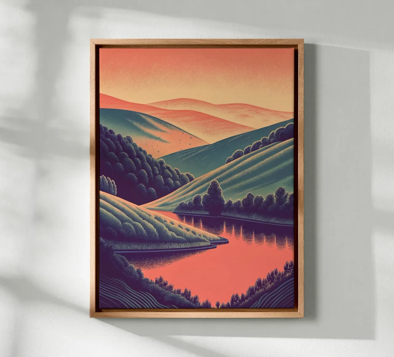 Un paesaggio minimalista di colline ondulate tela con Cornice a cassetta da Artistic-shop