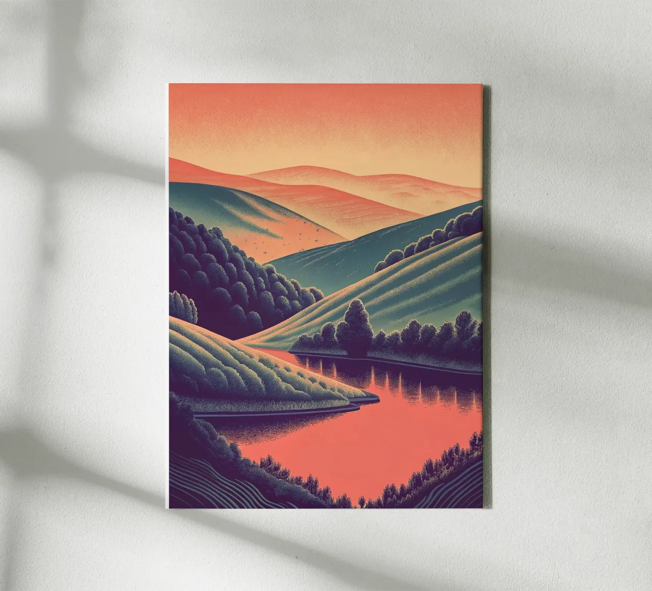 Un paesaggio minimalista di colline ondulate tela con Cornice a cassetta da Artistic-shop