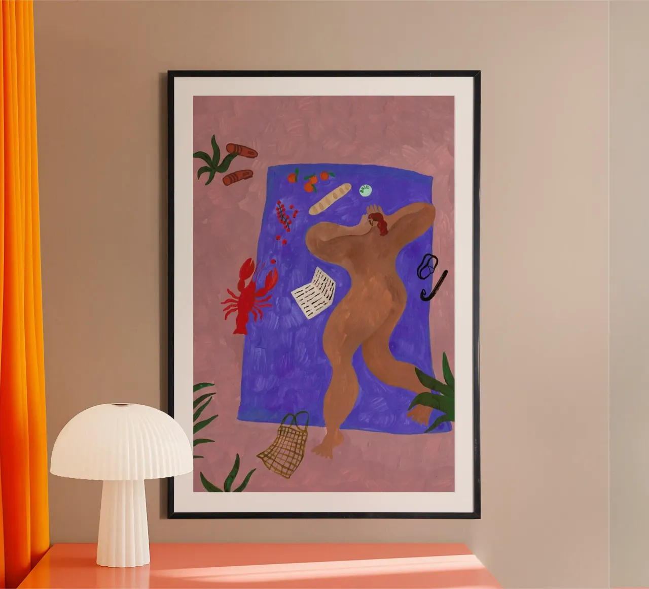 Blue Blanket poster con telaio in alluminio da Nudes and Croissants