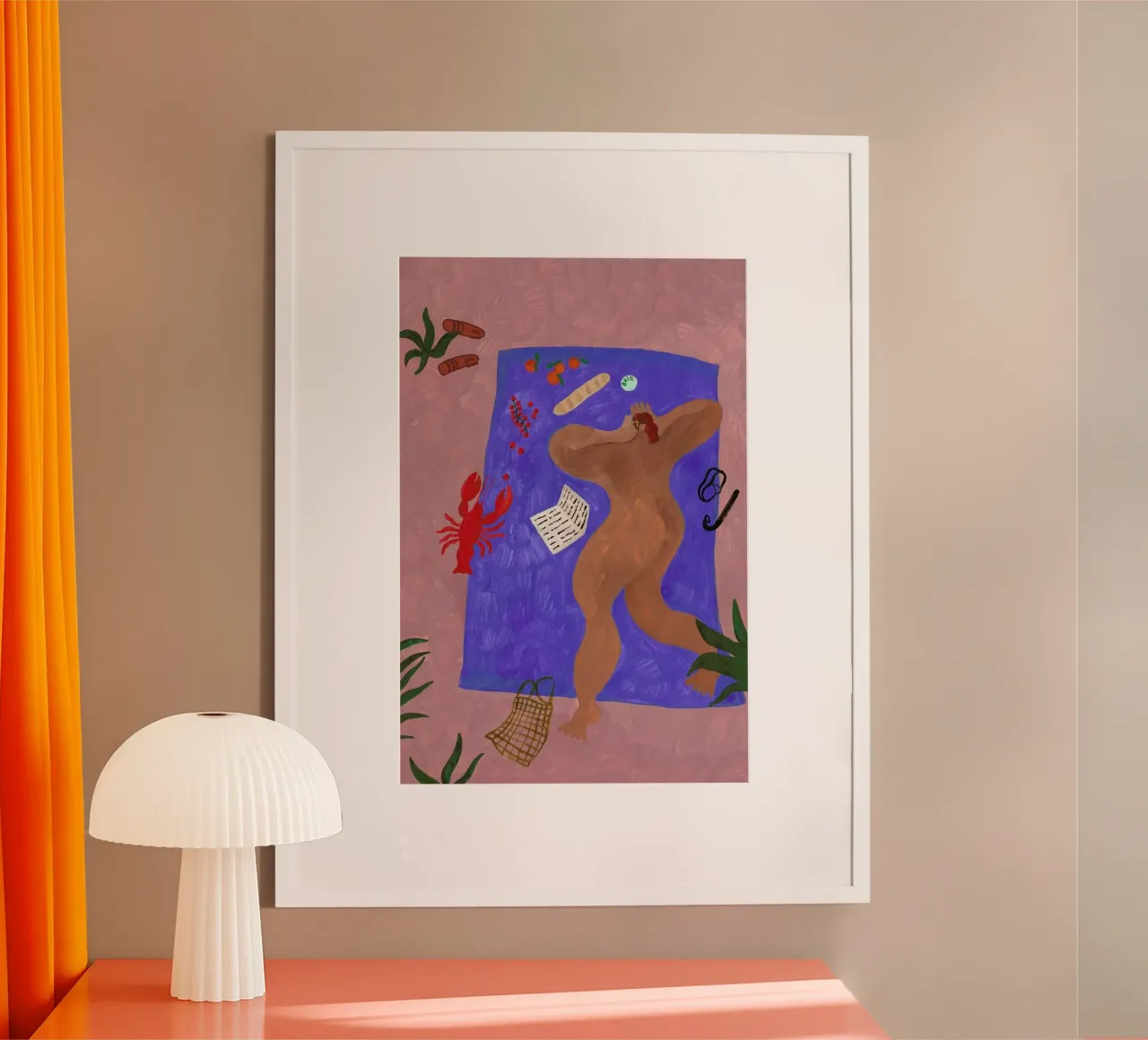 Blue Blanket poster con telaio in alluminio da Nudes and Croissants