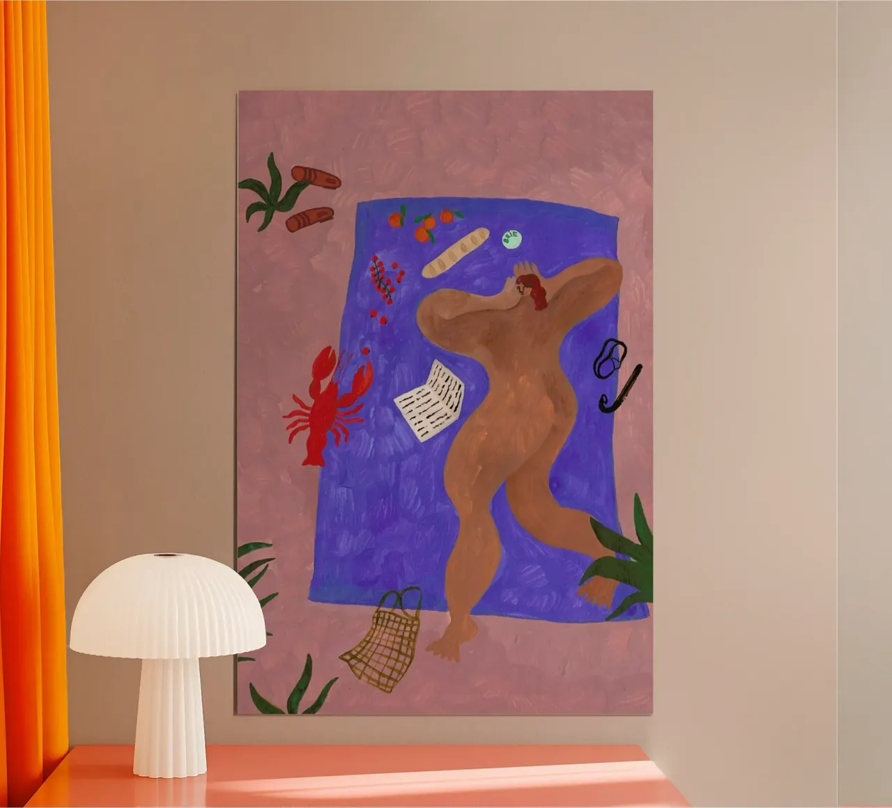 Blue Blanket poster con telaio in alluminio da Nudes and Croissants