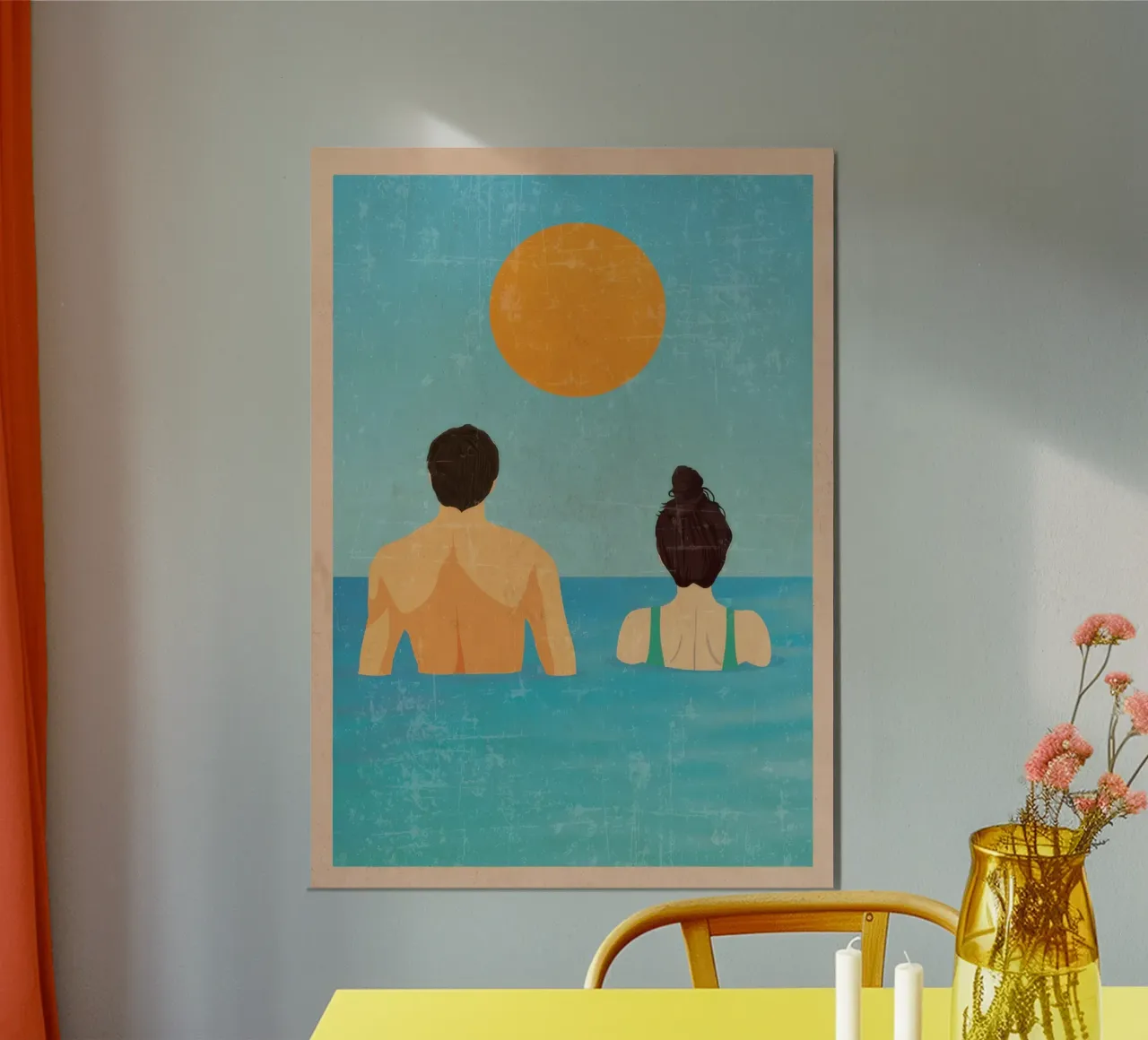 Swimming Together poster with aluminum frame by burnet