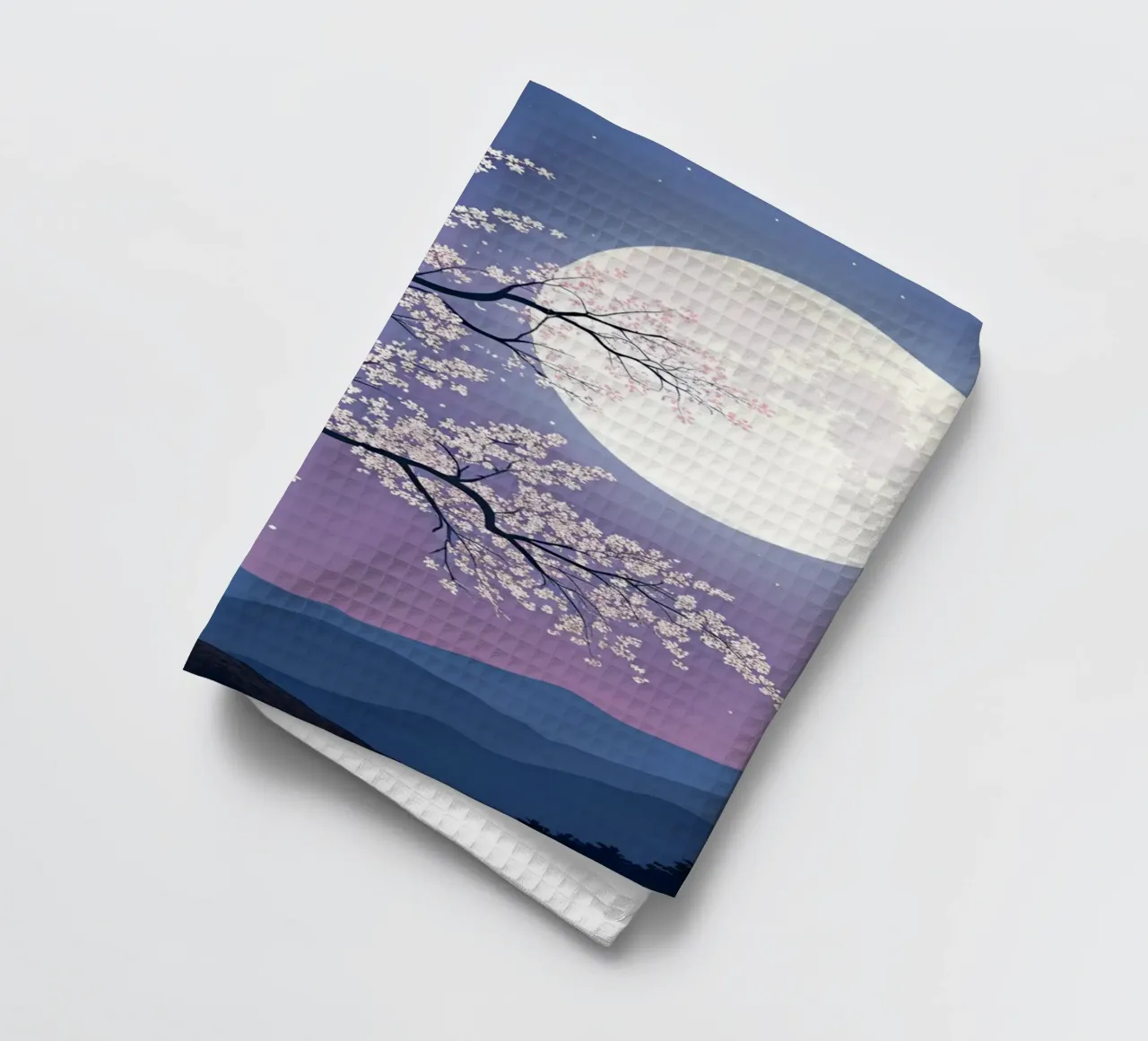 L'abbraccio luminoso della luna piena sui fiori di ciliegio canovaccio da cucina da Artistic-shop