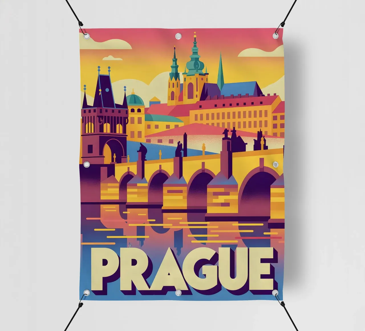 Poster di viaggio retro di Praga telo in pvc da Vintage Travel Art