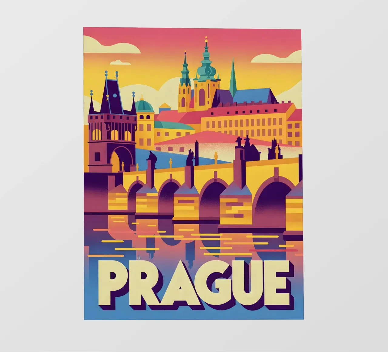 Poster di viaggio retro di Praga telo in pvc da Vintage Travel Art