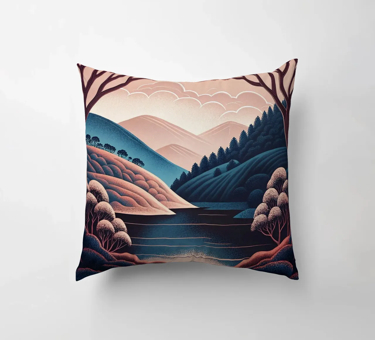 Sereno rifugio sul lago cuscino da Artistic-shop