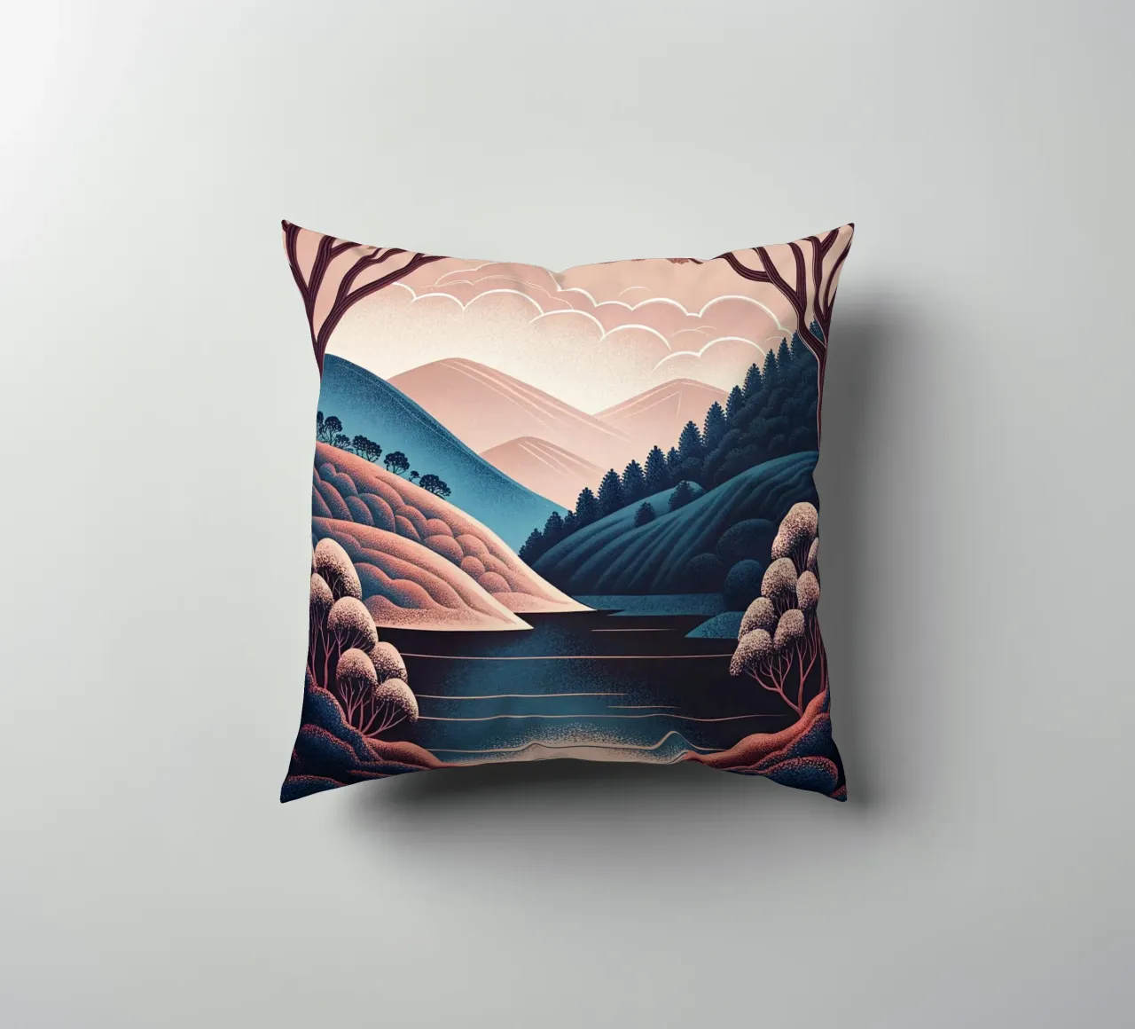 Sereno rifugio sul lago cuscino da Artistic-shop