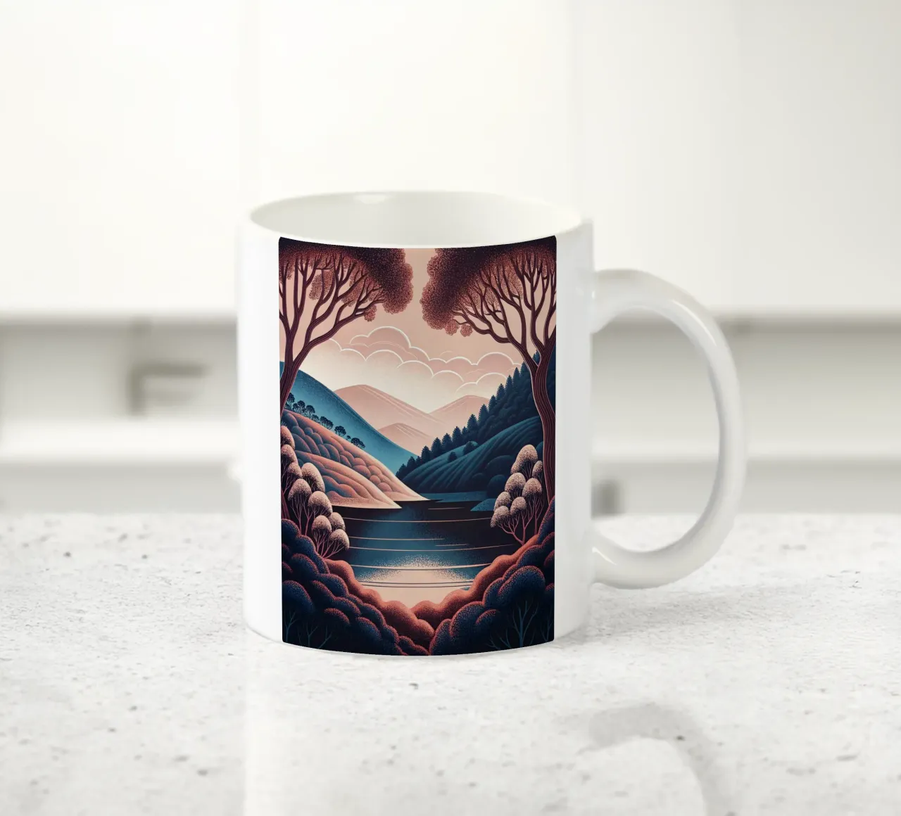 Sereno rifugio sul lago tazza in ceramica da Artistic-shop