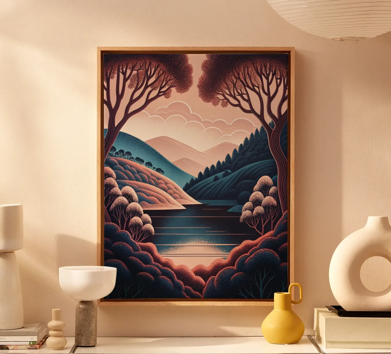 Sereno rifugio sul lago tela con Cornice a cassetta da Artistic-shop