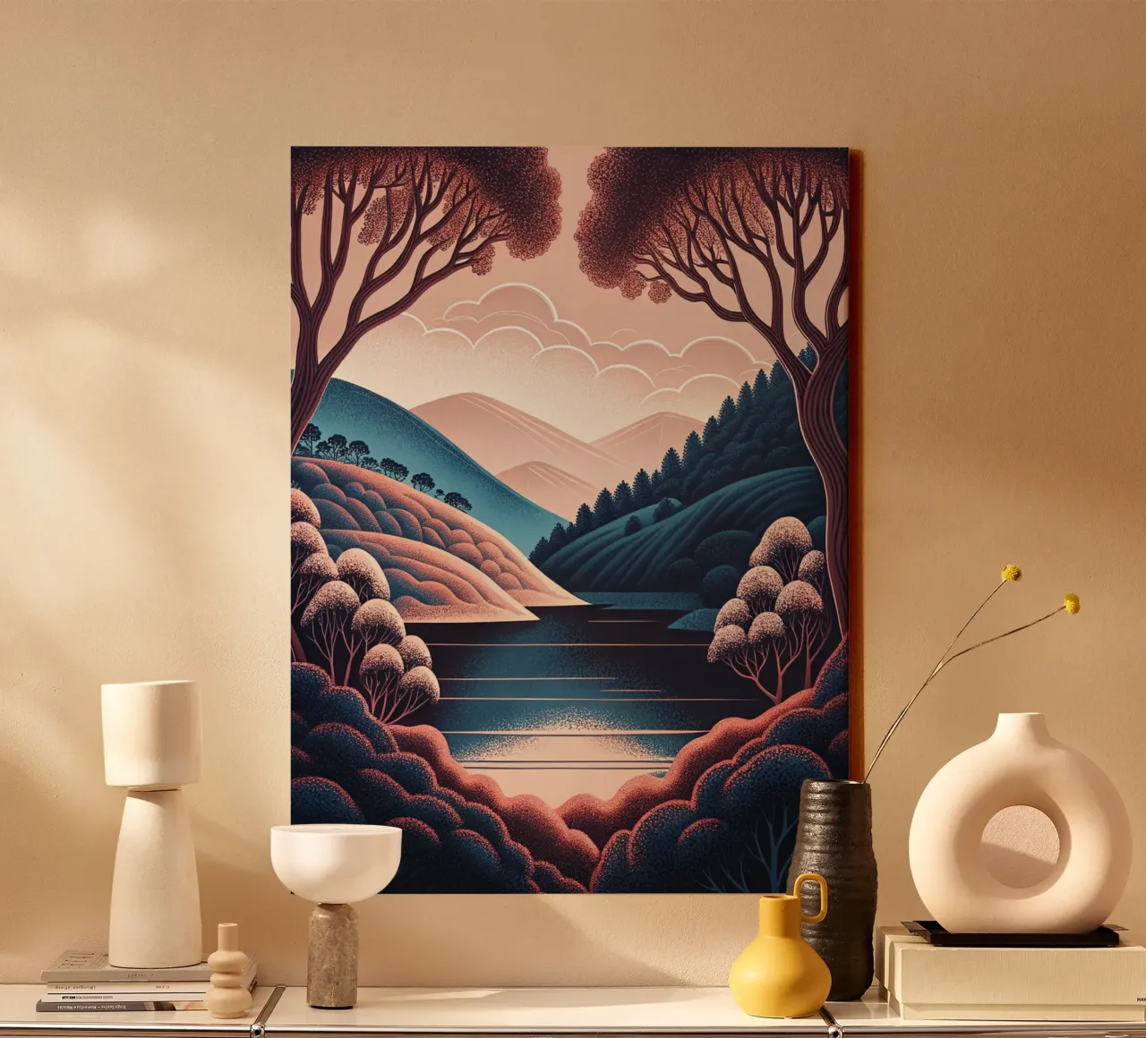 Sereno rifugio sul lago tela con Cornice a cassetta da Artistic-shop