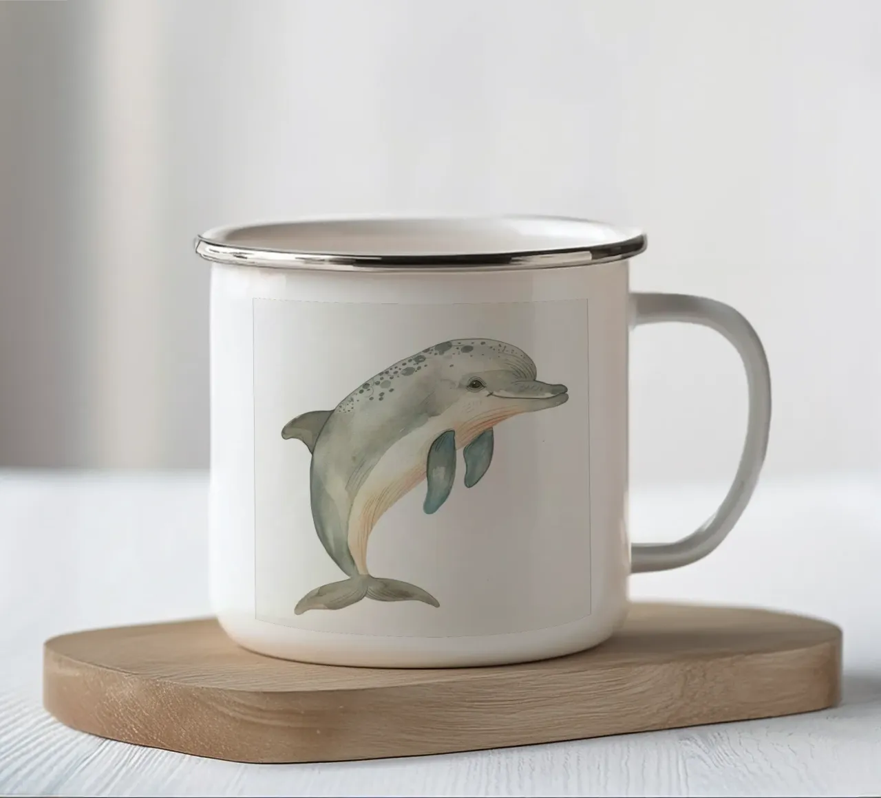 Graceful Dolphin - Un explorateur des océans tout en douceur mug en émail de DesignDoodle
