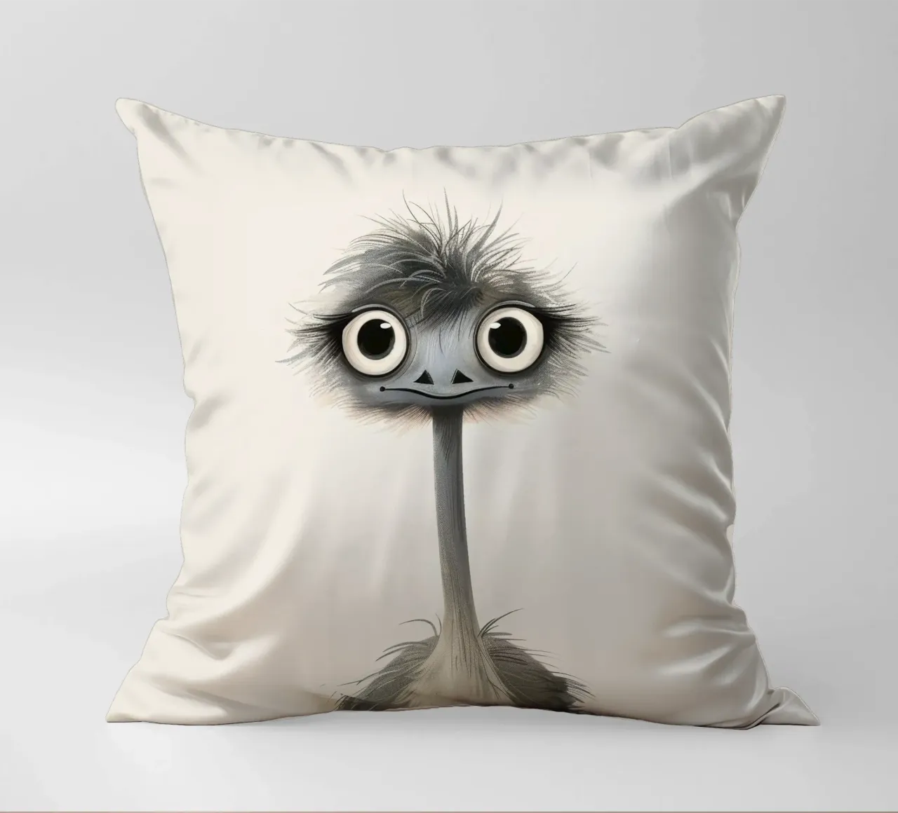 Quirky Emu - Un amico divertente e piumato cuscino da DesignDoodle