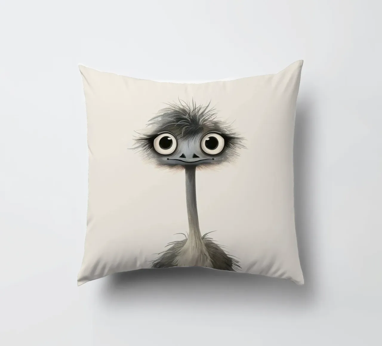 Quirky Emu - Un amico divertente e piumato cuscino da DesignDoodle