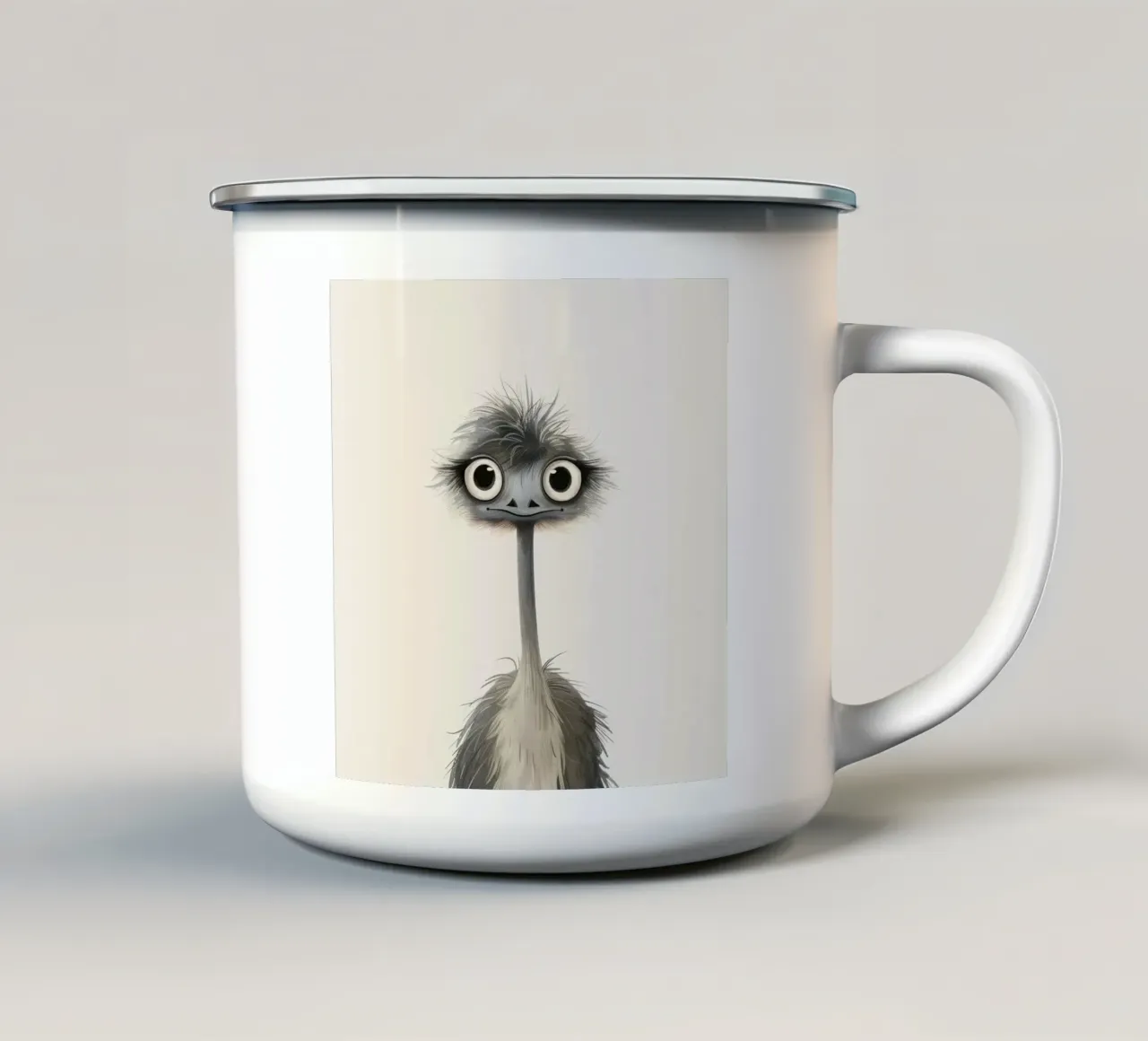 Quirky Emu - Un amico divertente e piumato tazza in smalto da DesignDoodle