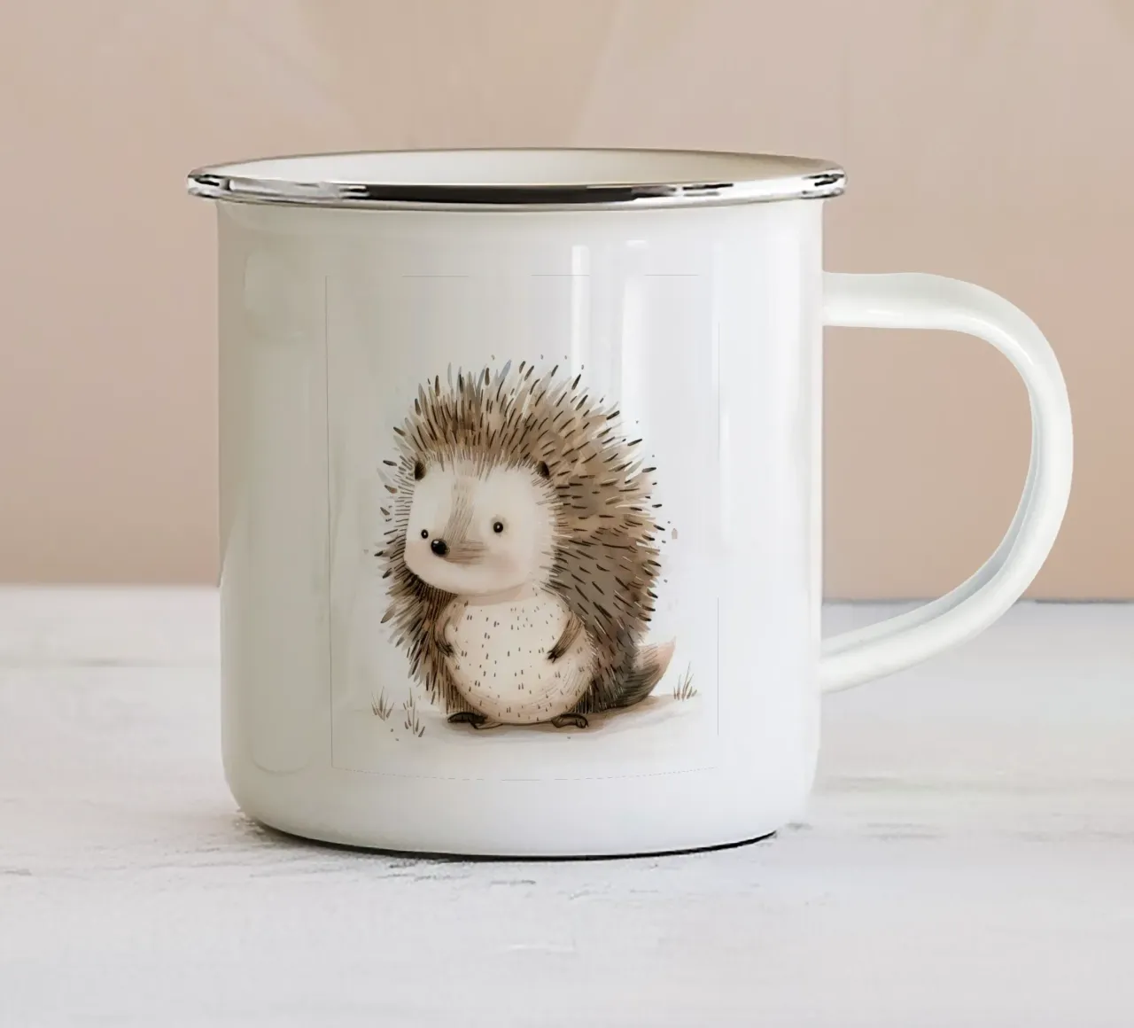 Il riccio giocherellone - Il cucciolo appuntito della natura tazza in smalto da DesignDoodle