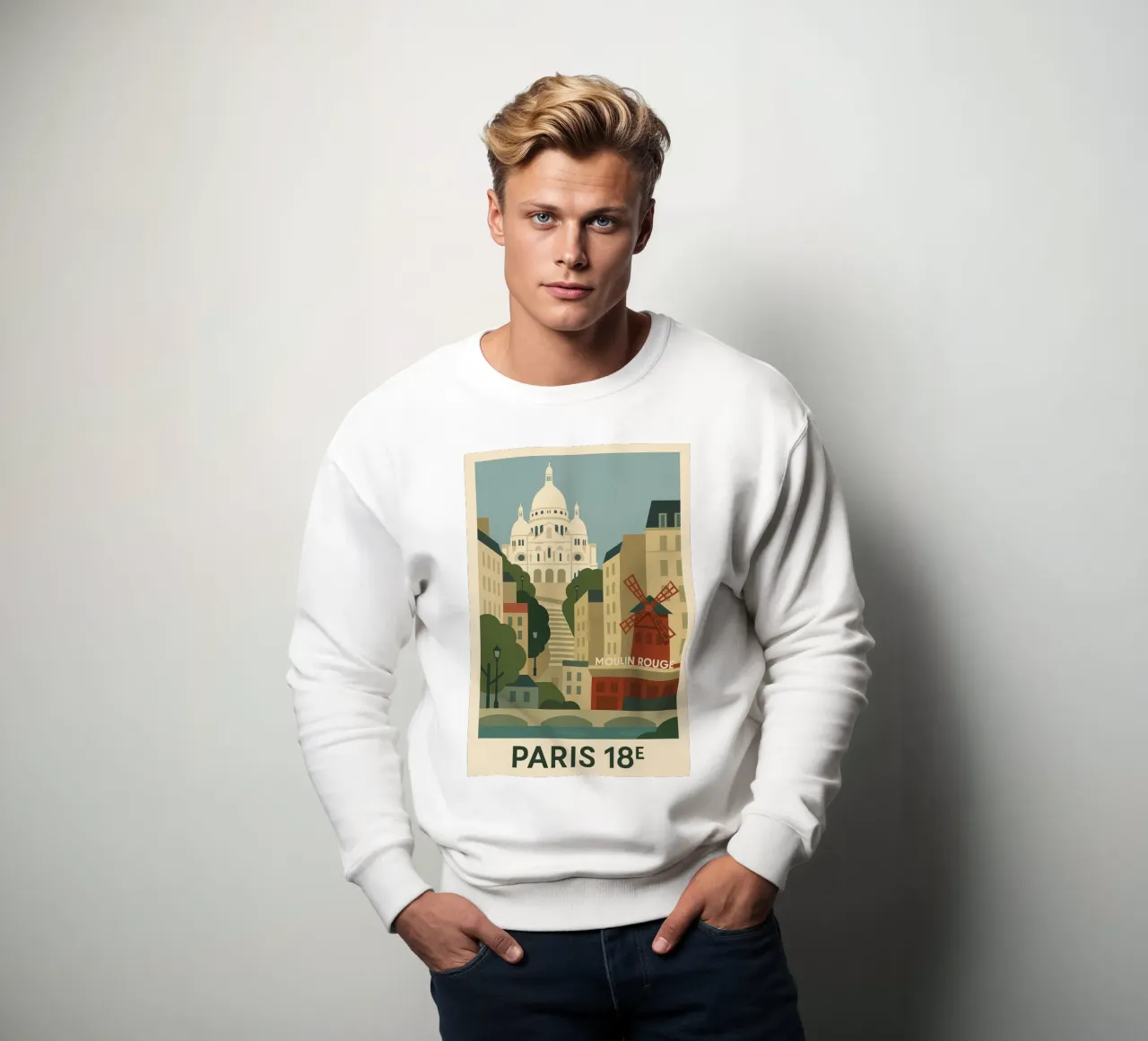 Parigi 18ᵉ - Montmartre e Moulin Rouge felpa da JETLAG | affiches voyage