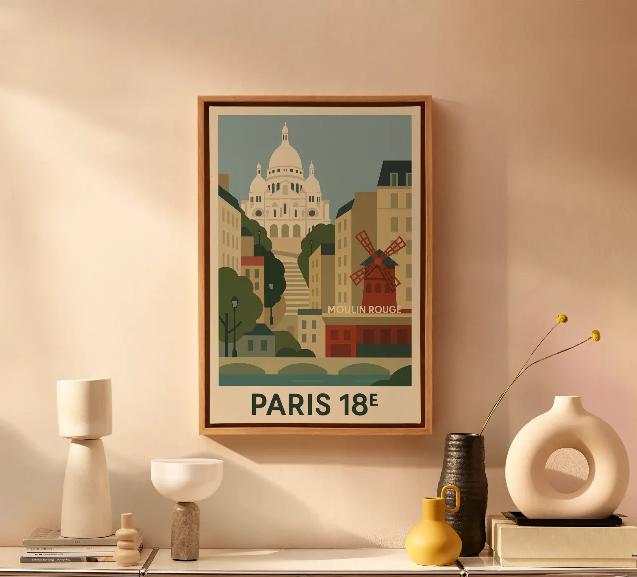 París 18ᵉ - Montmartre y Moulin Rouge lienzo de JETLAG | affiches voyage