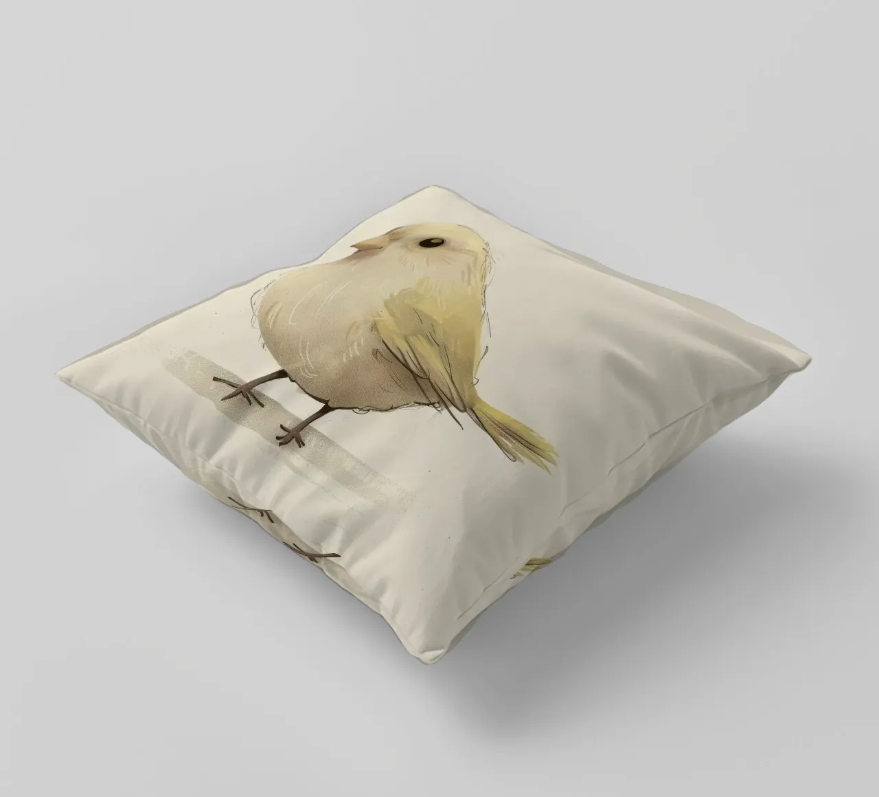 Delicate Yellow Bird - A Touch of Nature's Charm decorative cushion by DesignDoodle