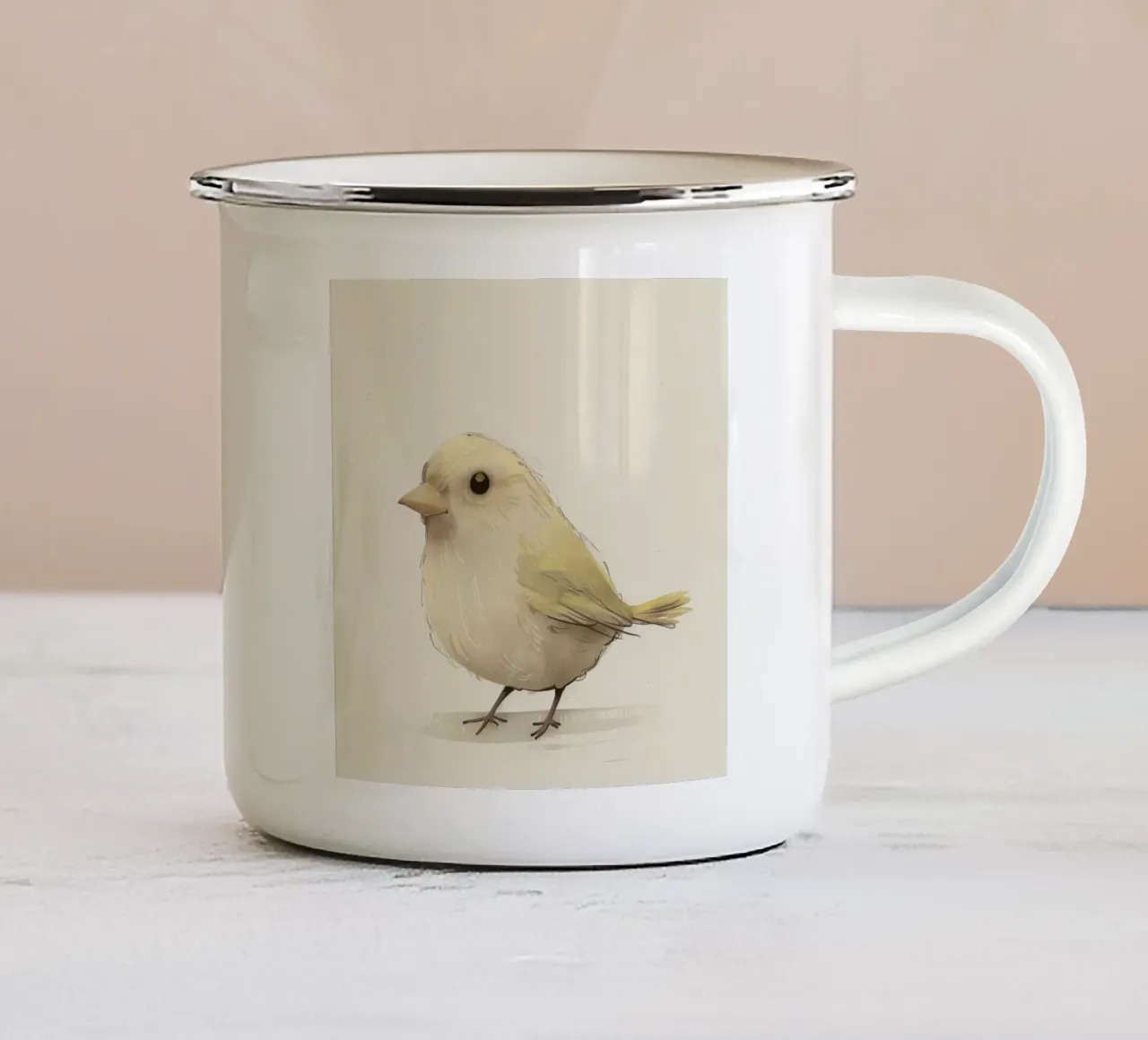Delicato uccellino giallo - Un tocco di fascino della natura tazza in smalto da DesignDoodle