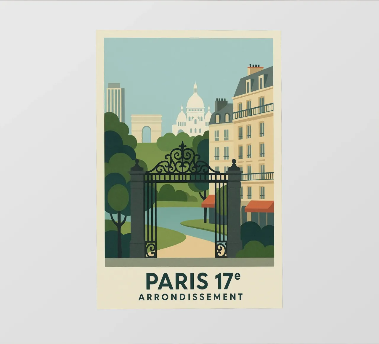 Parigi 17ᵉ - Parco e prospettive parigine telo in pvc da JETLAG | affiches voyage