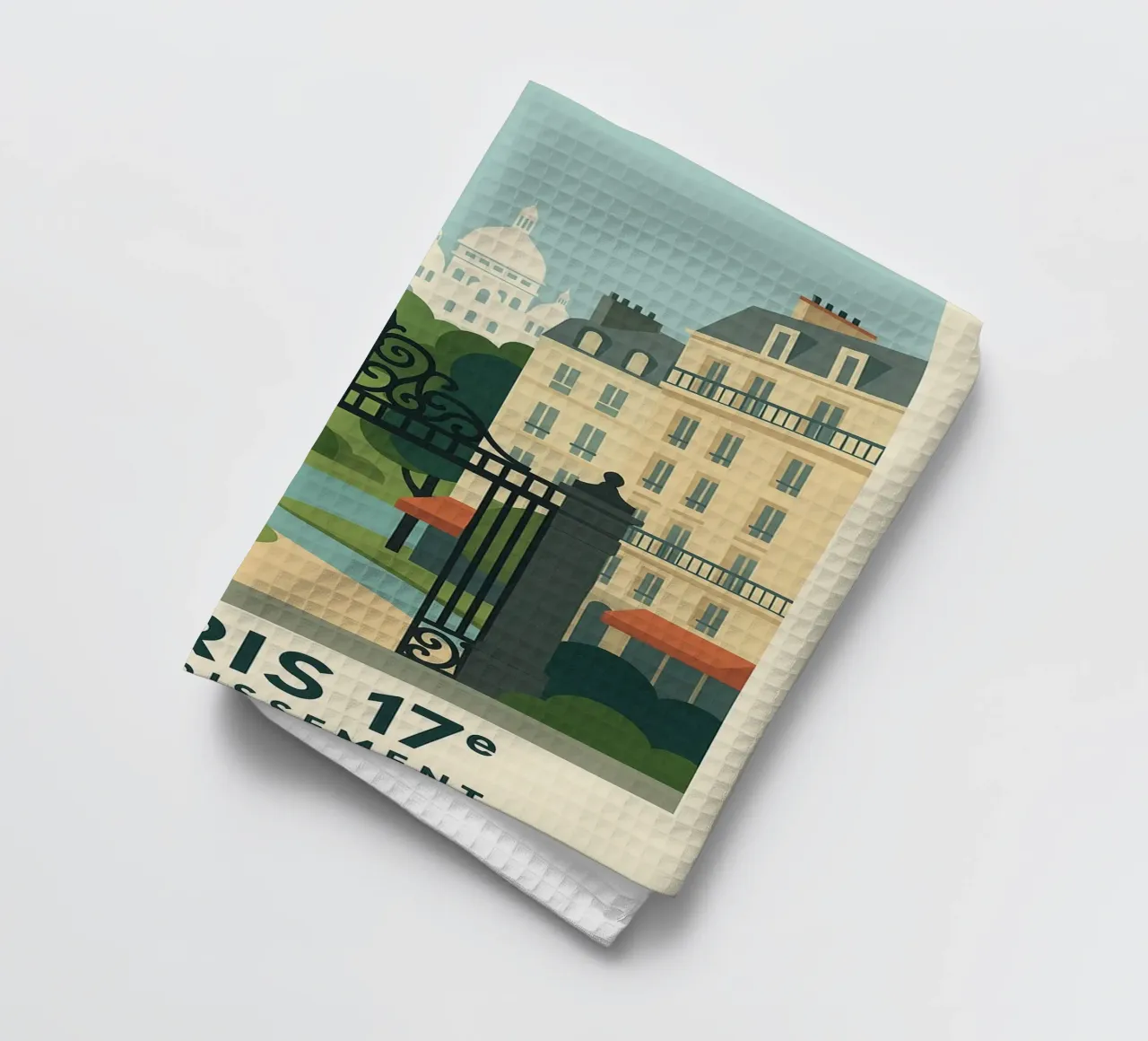 Parigi 17ᵉ - Parco e prospettive parigine canovaccio da cucina da JETLAG | affiches voyage