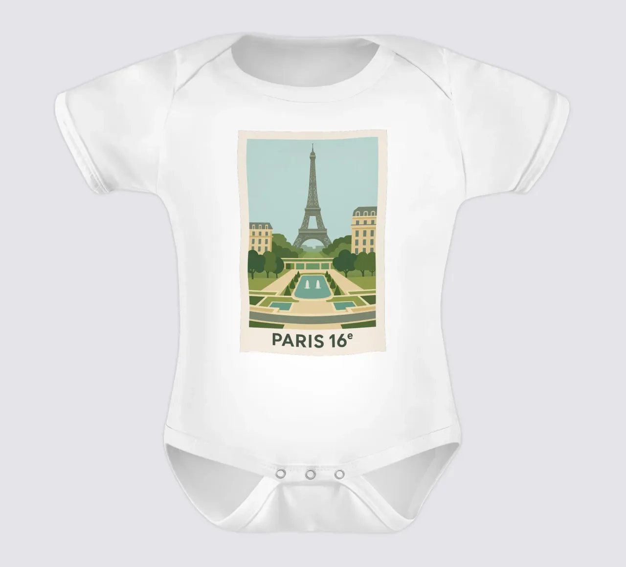 Parigi 16ᵉ - Simmetria, calma e grandezza body neonato maniche corte da JETLAG | affiches voyage