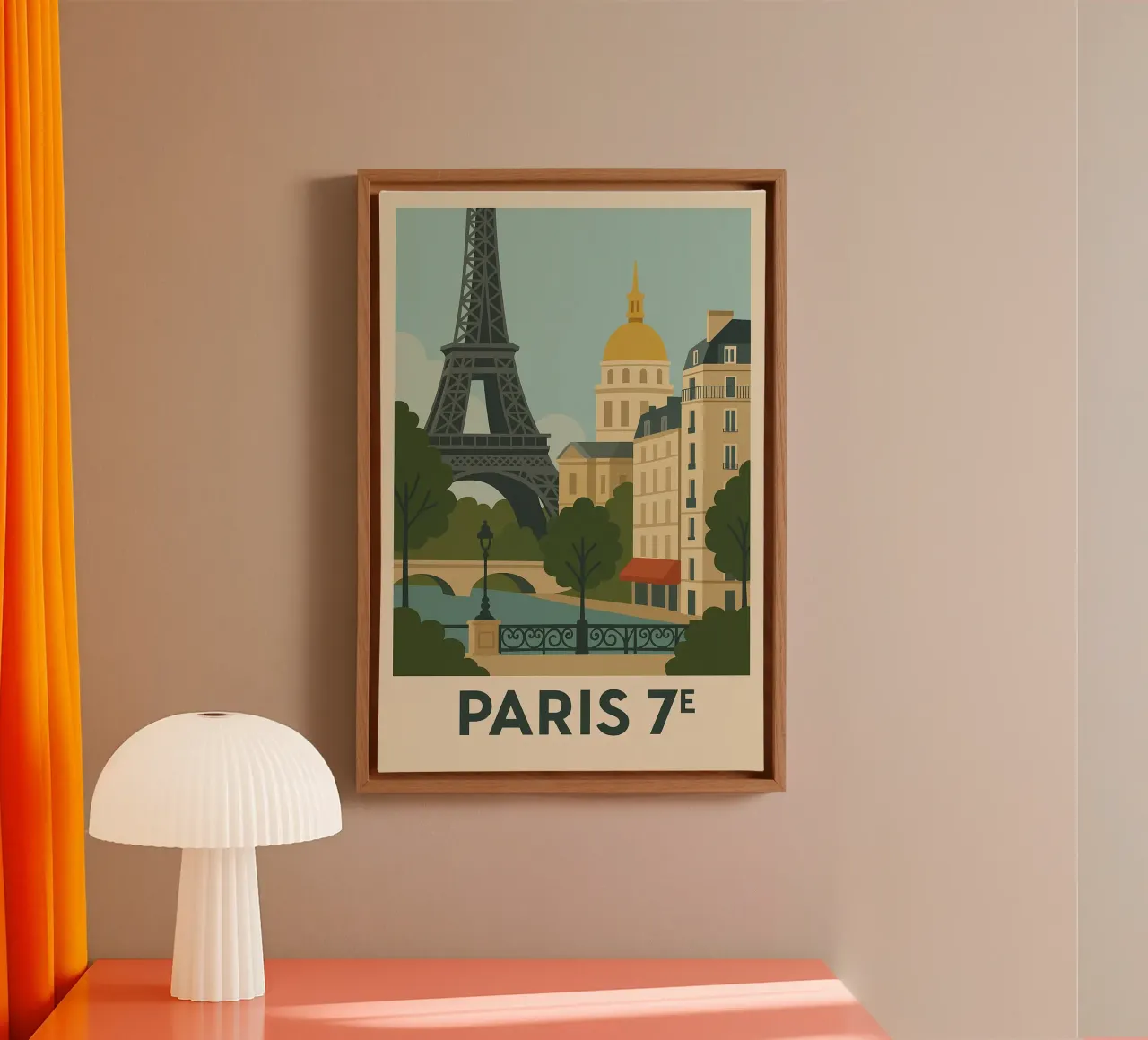 Parigi 7ᵉ - L'anima borghese della capitale tela con Cornice a cassetta da JETLAG | affiches voyage