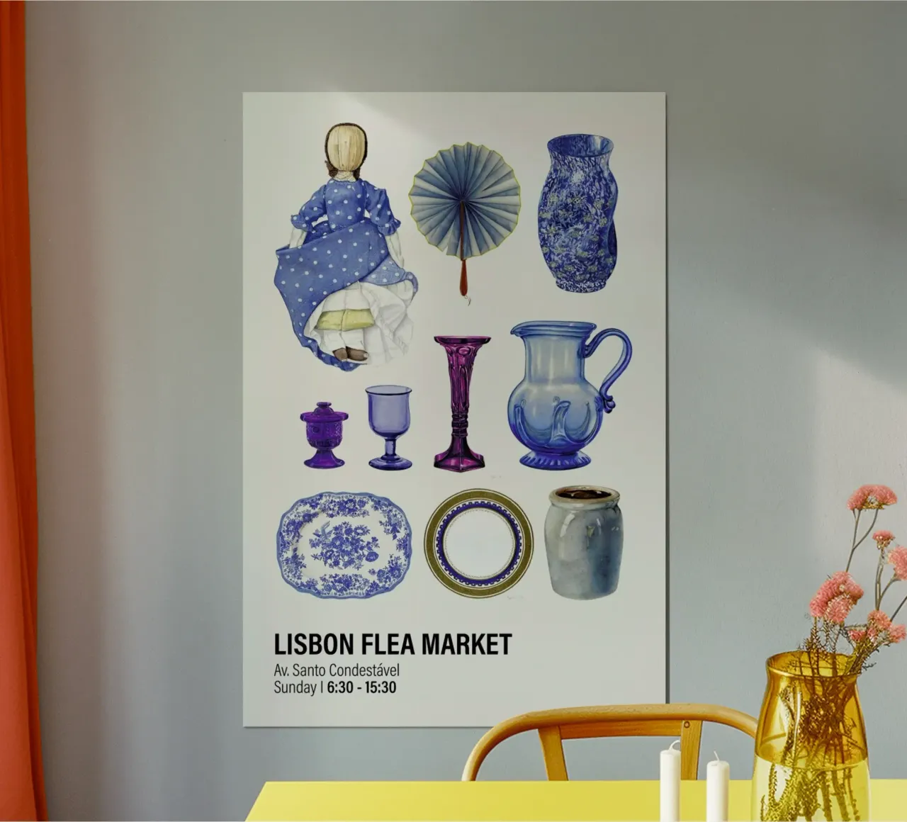 Lisbon Flea Market II poster da Vintage by JUNIQE