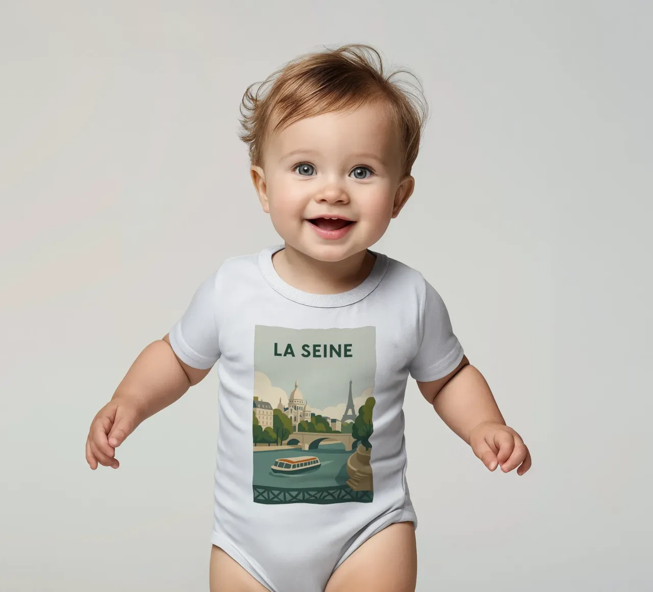 Passeggiata lungo la Senna - Paris en Douceur body neonato maniche corte da JETLAG | affiches voyage