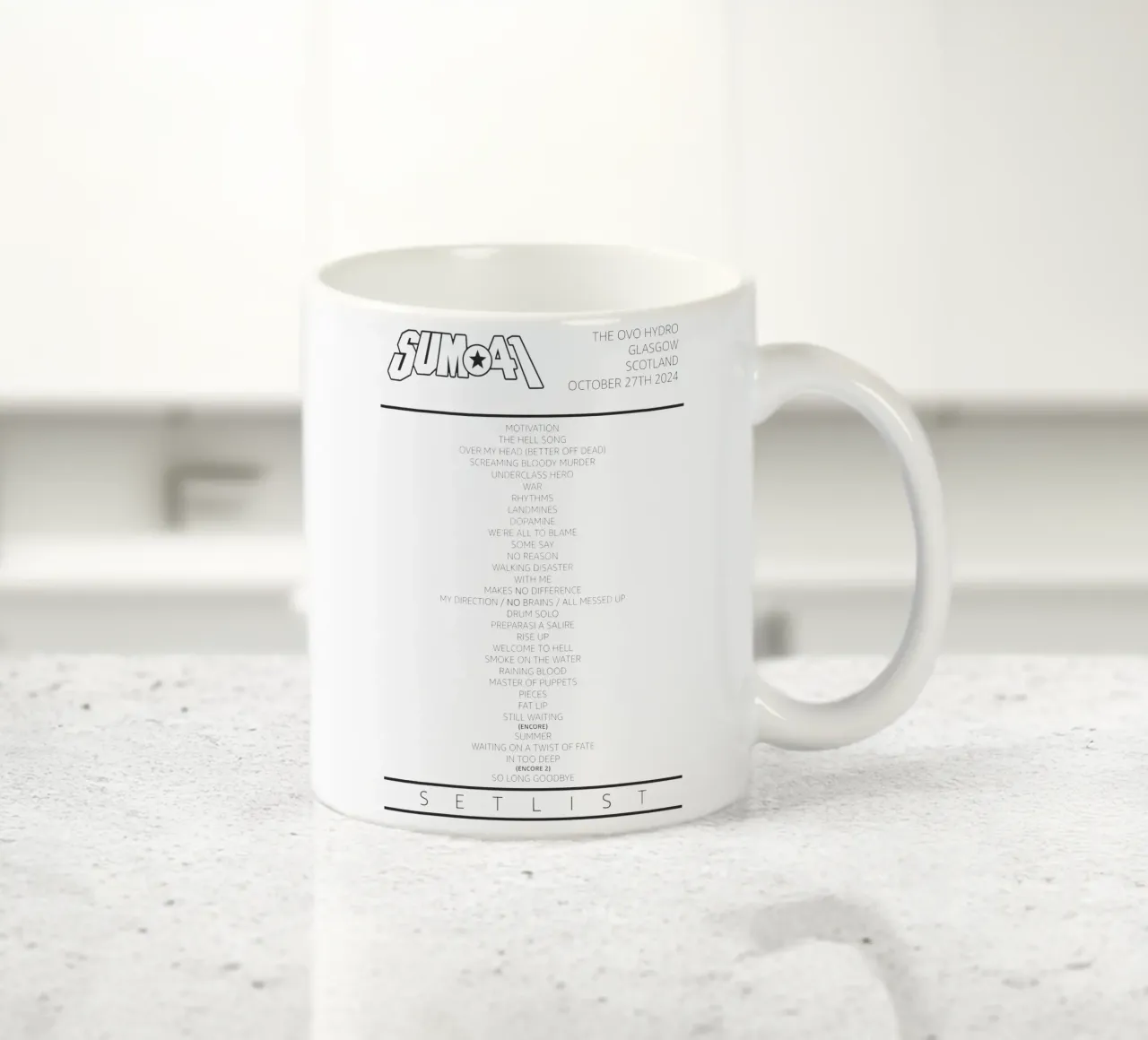Sum 41 Tour Setlist Glasgow Scotland tazza in ceramica da lindacleveland
